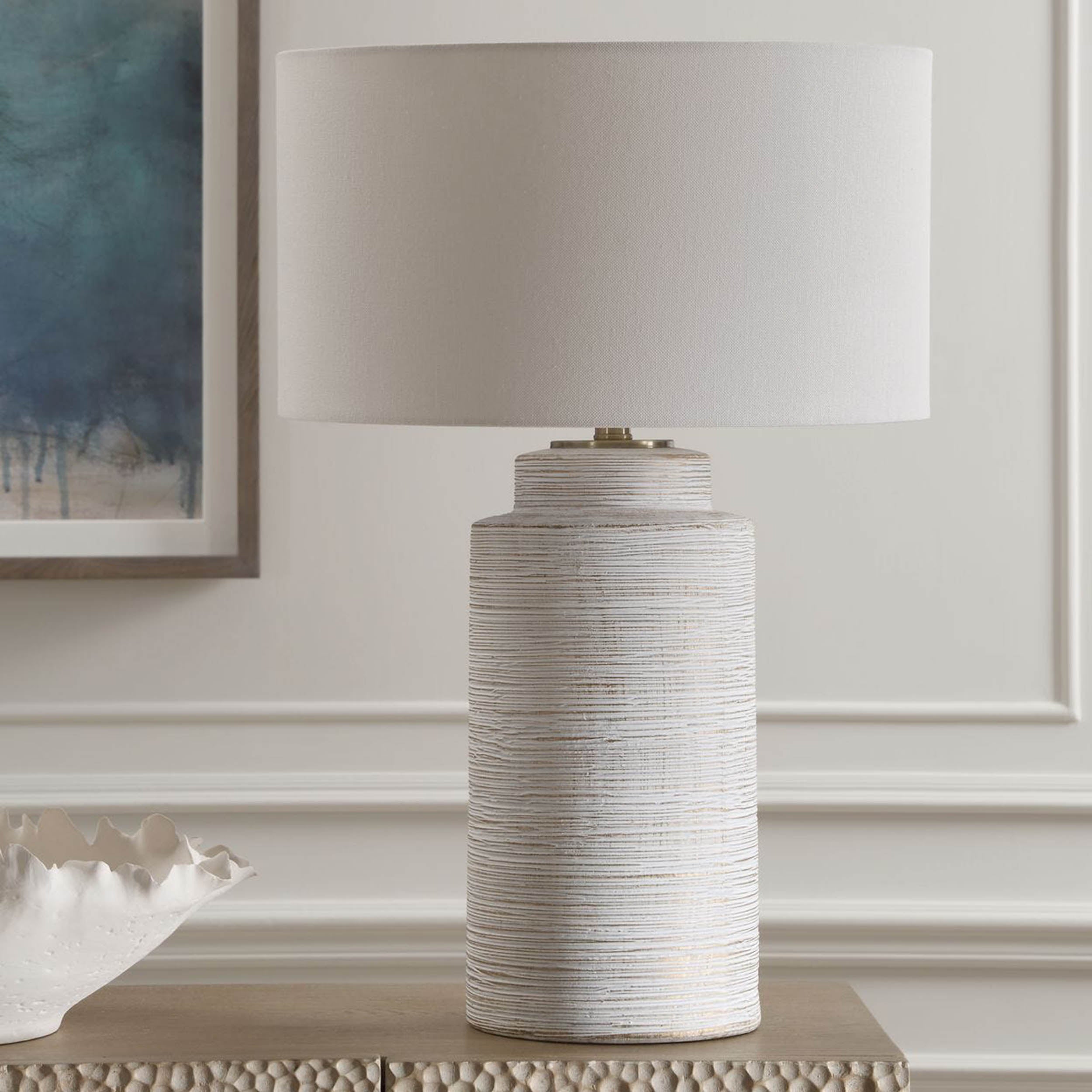 Crimp Table Lamp, Ivory