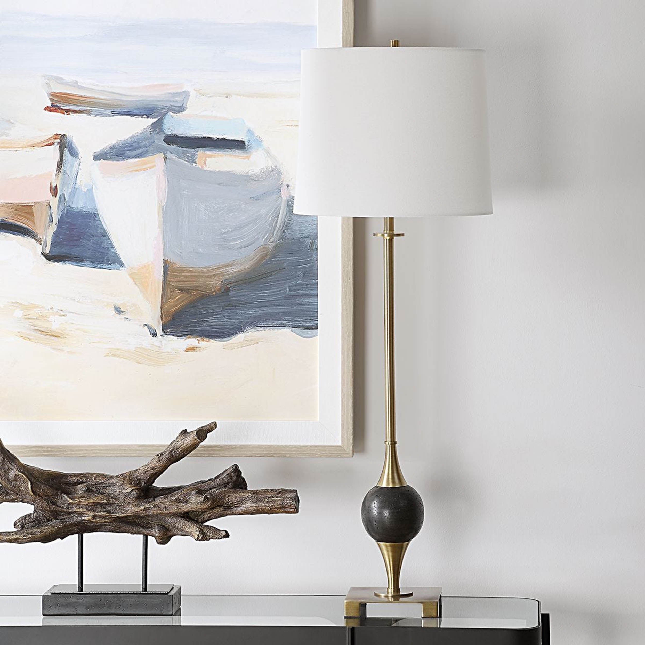 Dempsey Buffet Lamp, Brass
