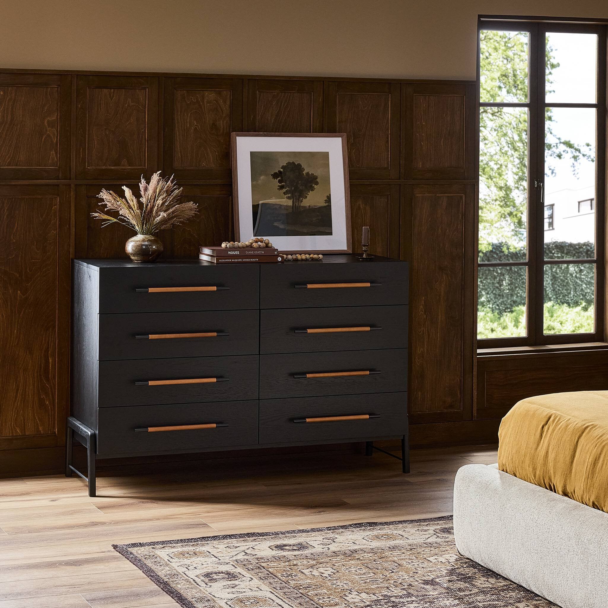 Rosedale 8 Drawer Dresser, Ebony Oak Veneer
