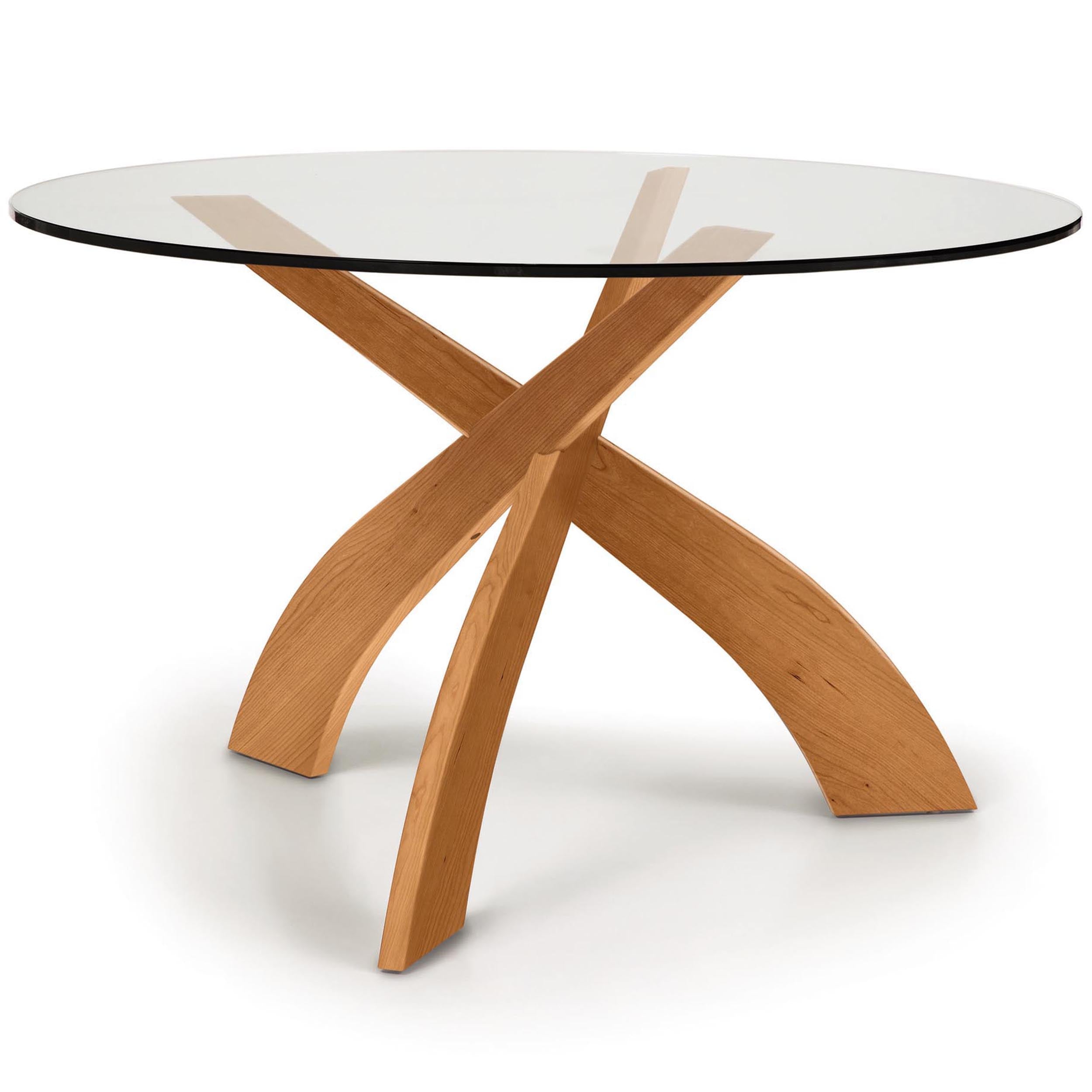 Entwine Round Glass Top Table, Natural Cherry