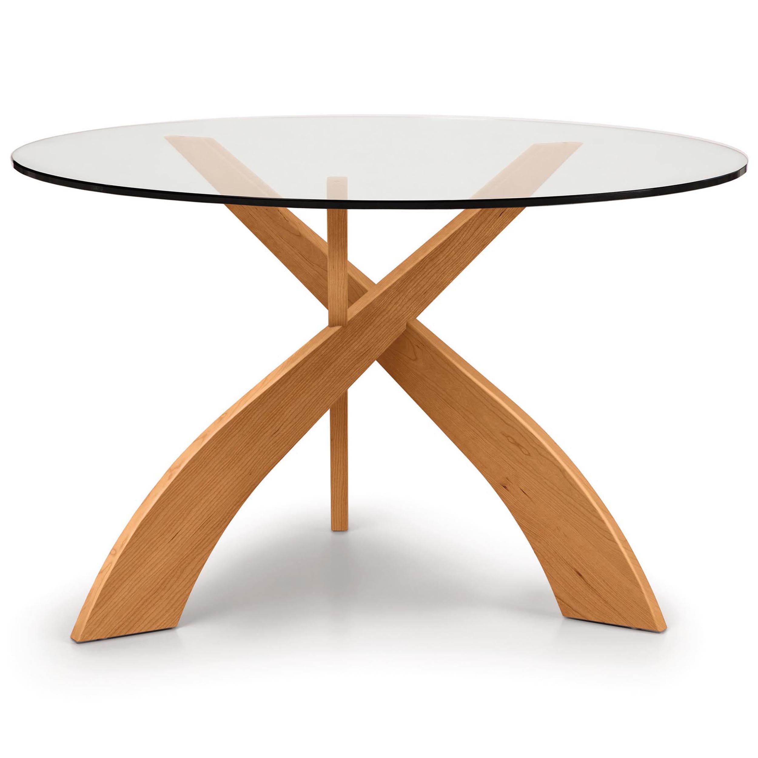 Entwine Round Glass Top Table, Natural Cherry