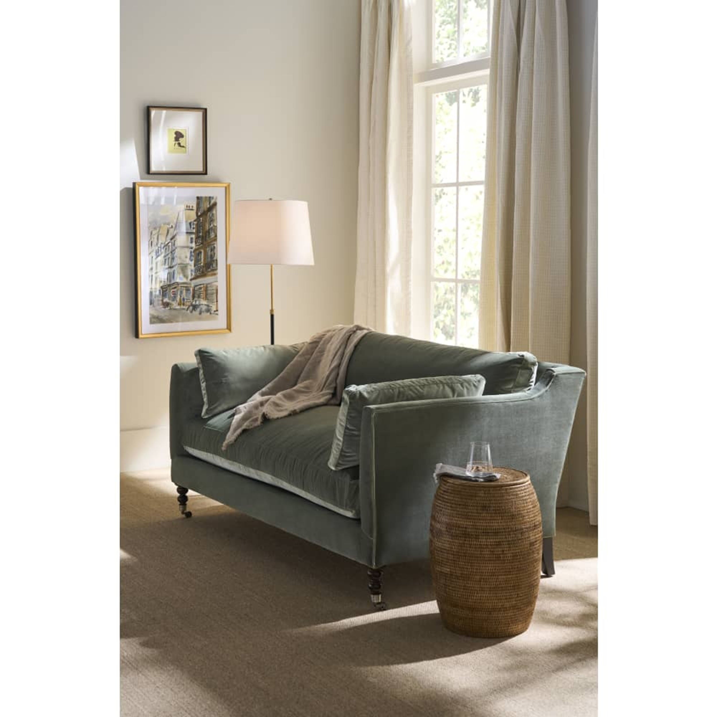 71" Quick Ship Madeline Sofa, Antiqued Moss Velvet