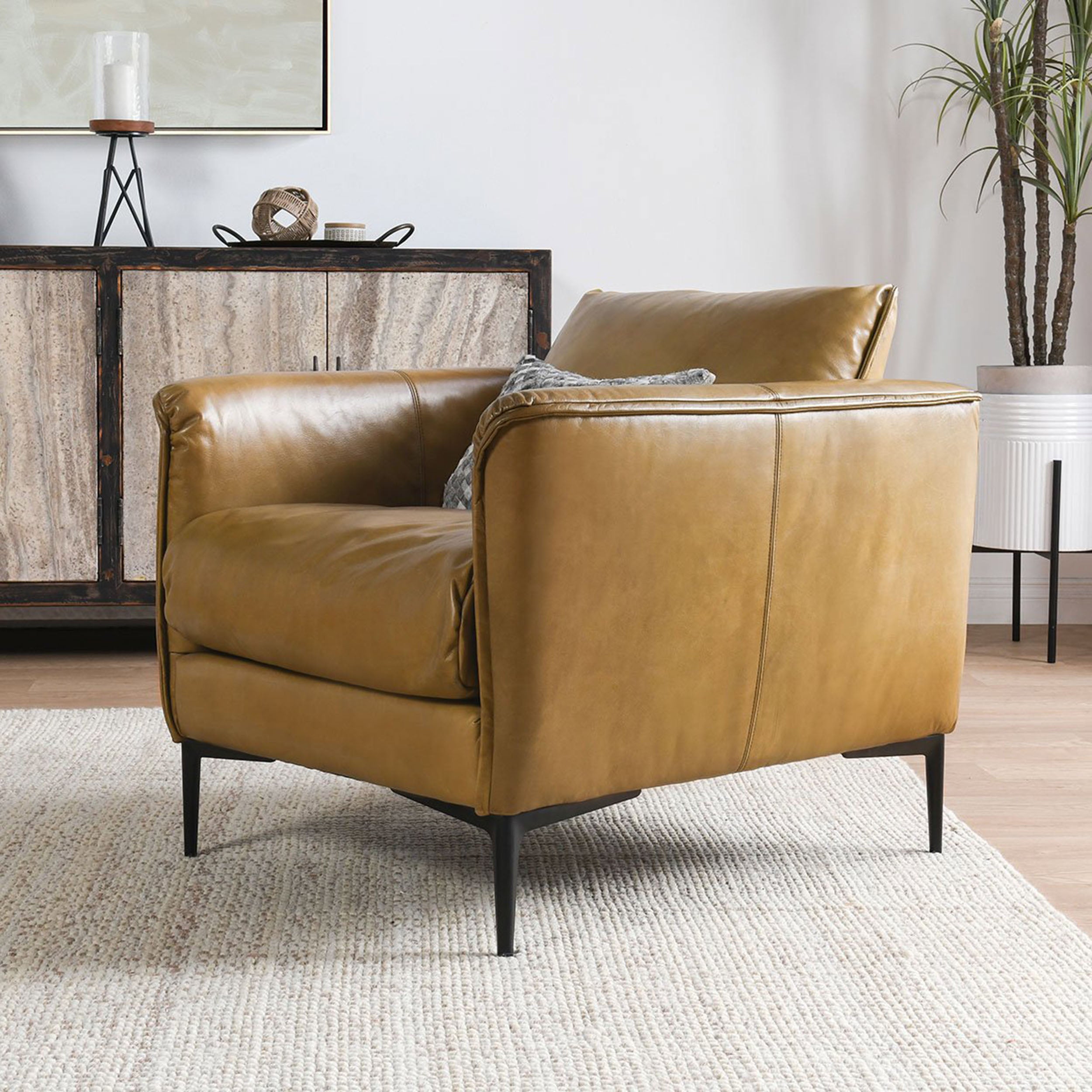 Abigail Leather Club Chair, Adobe Tan