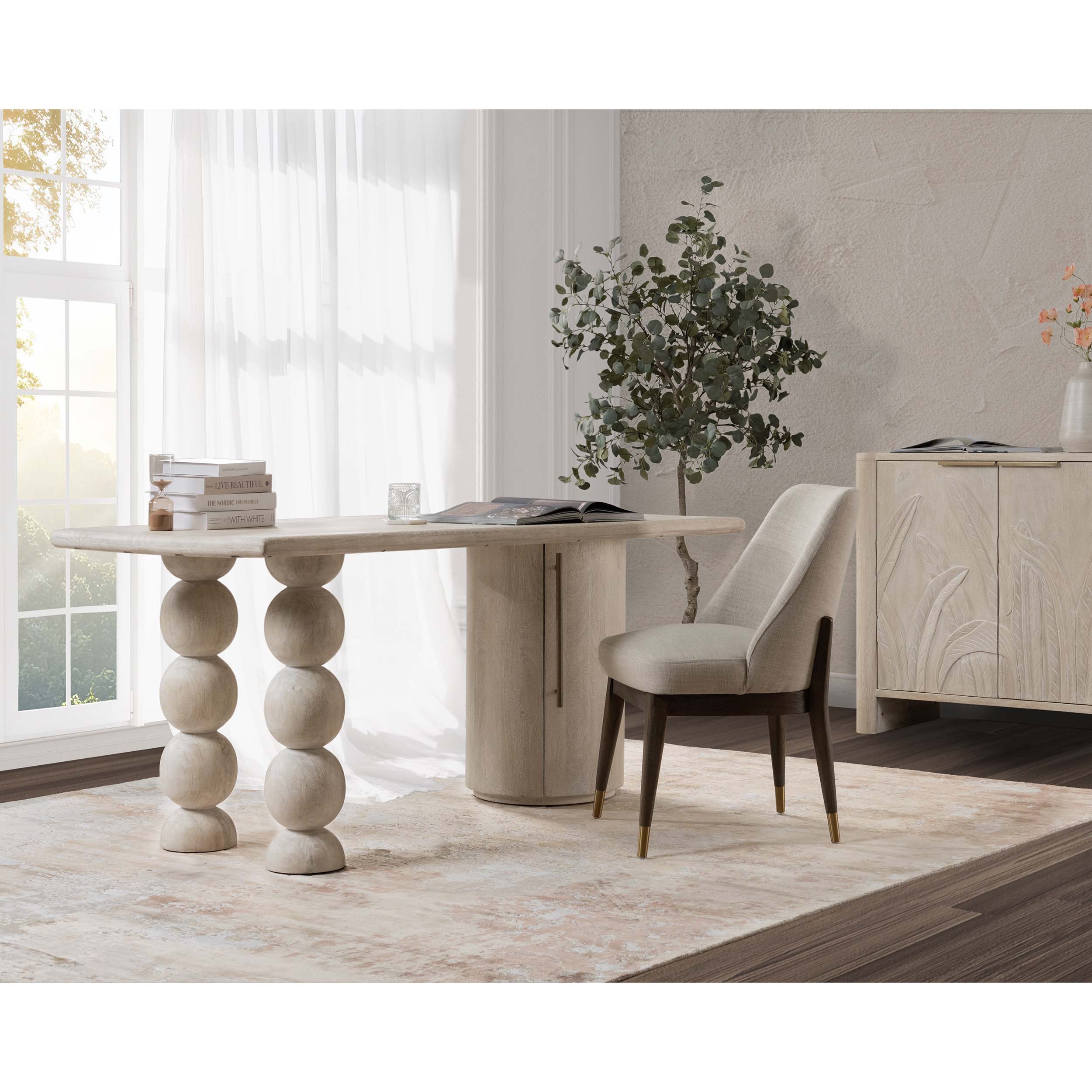 Adir Solid Wood Desk, Cream