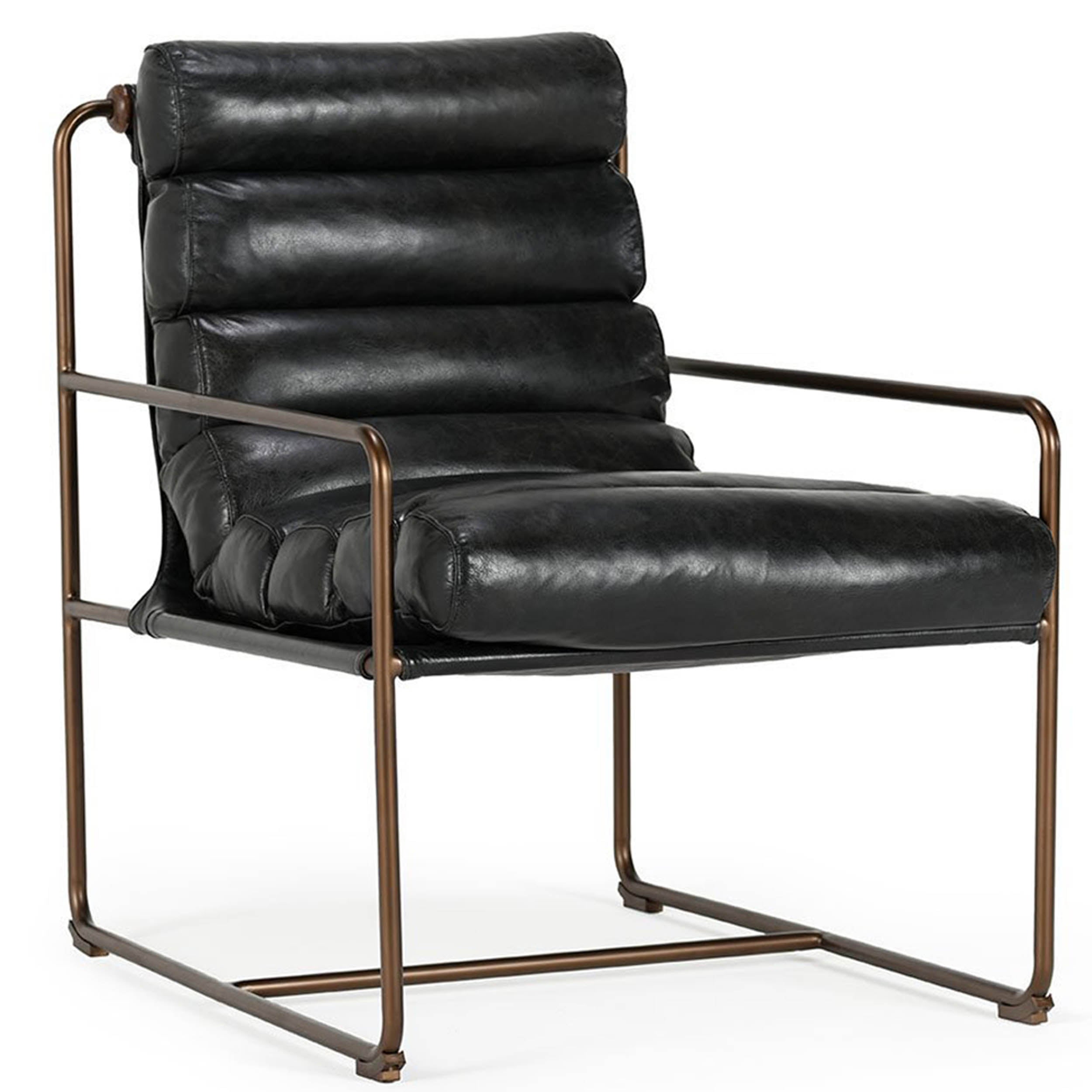 Argo Leather Accent Chair, Jet Black