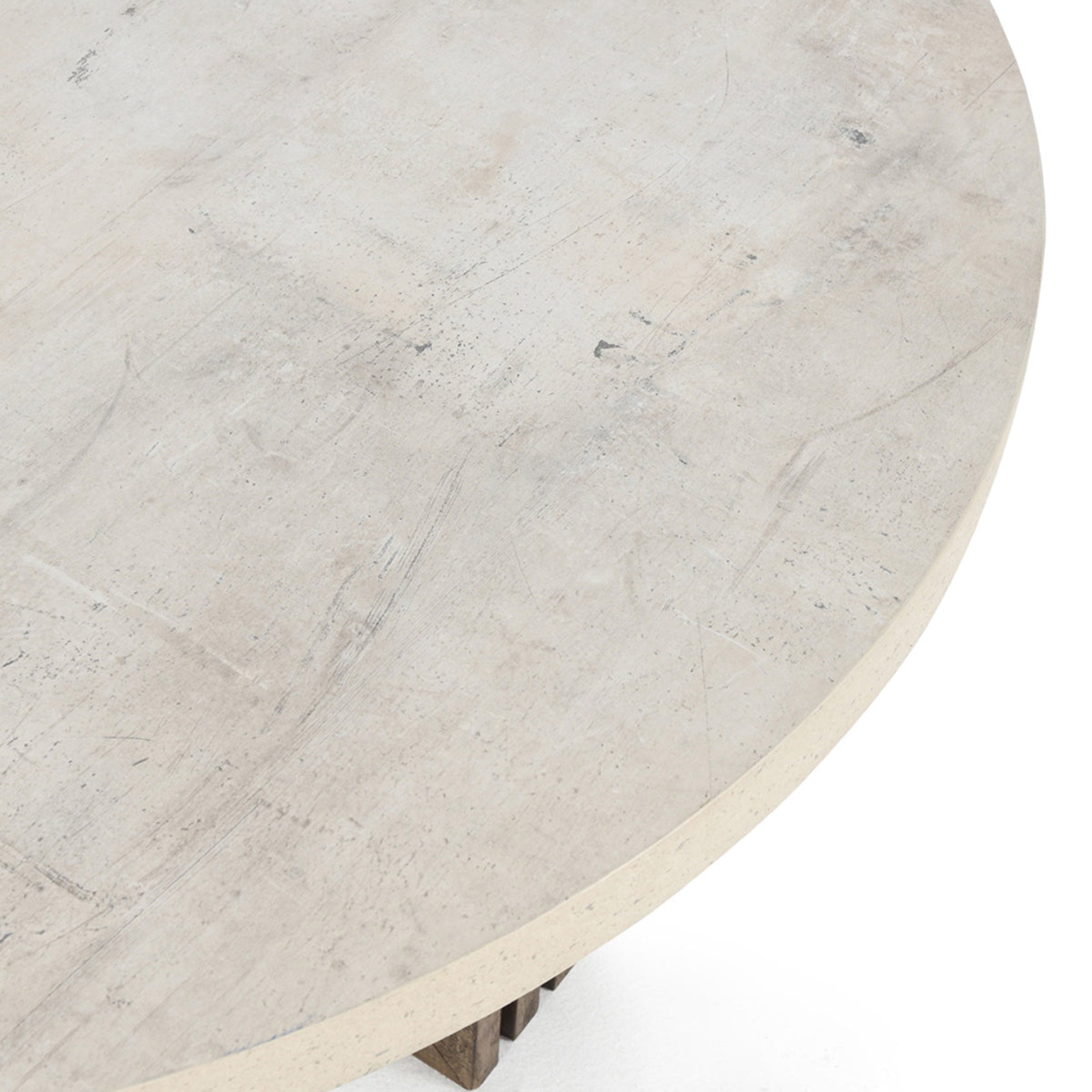 Aspen Solid Wood Round Coffee Table, Antique White/Distressed Brown