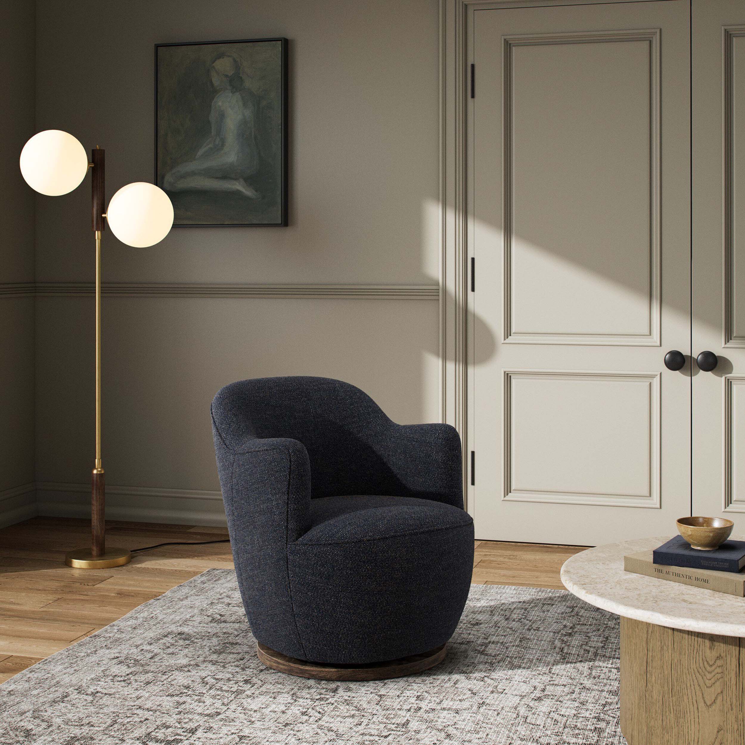 Aurora Swivel Chair, Thames Slate
