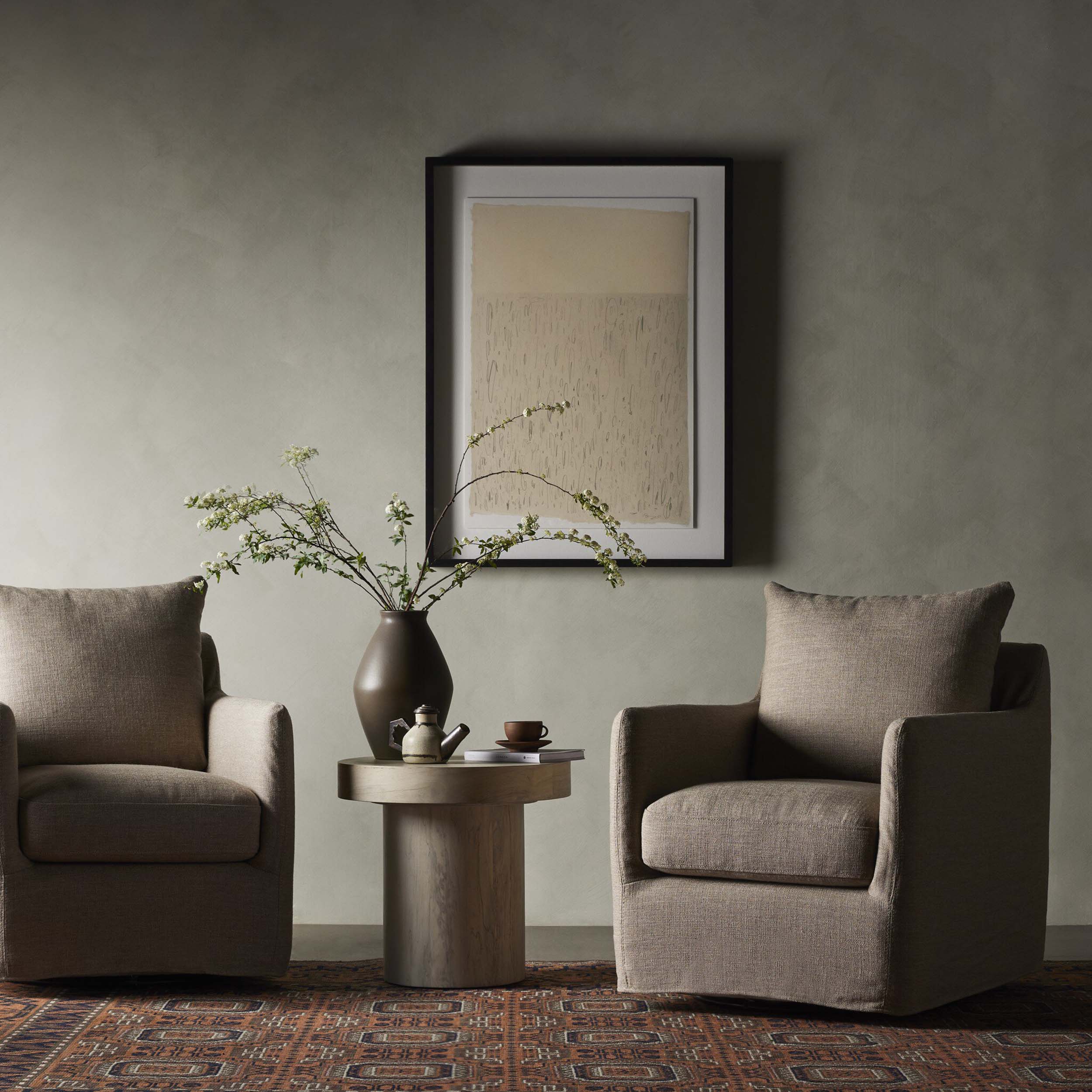 Banks Slipcover Swivel Chair, Alcala Taupe
