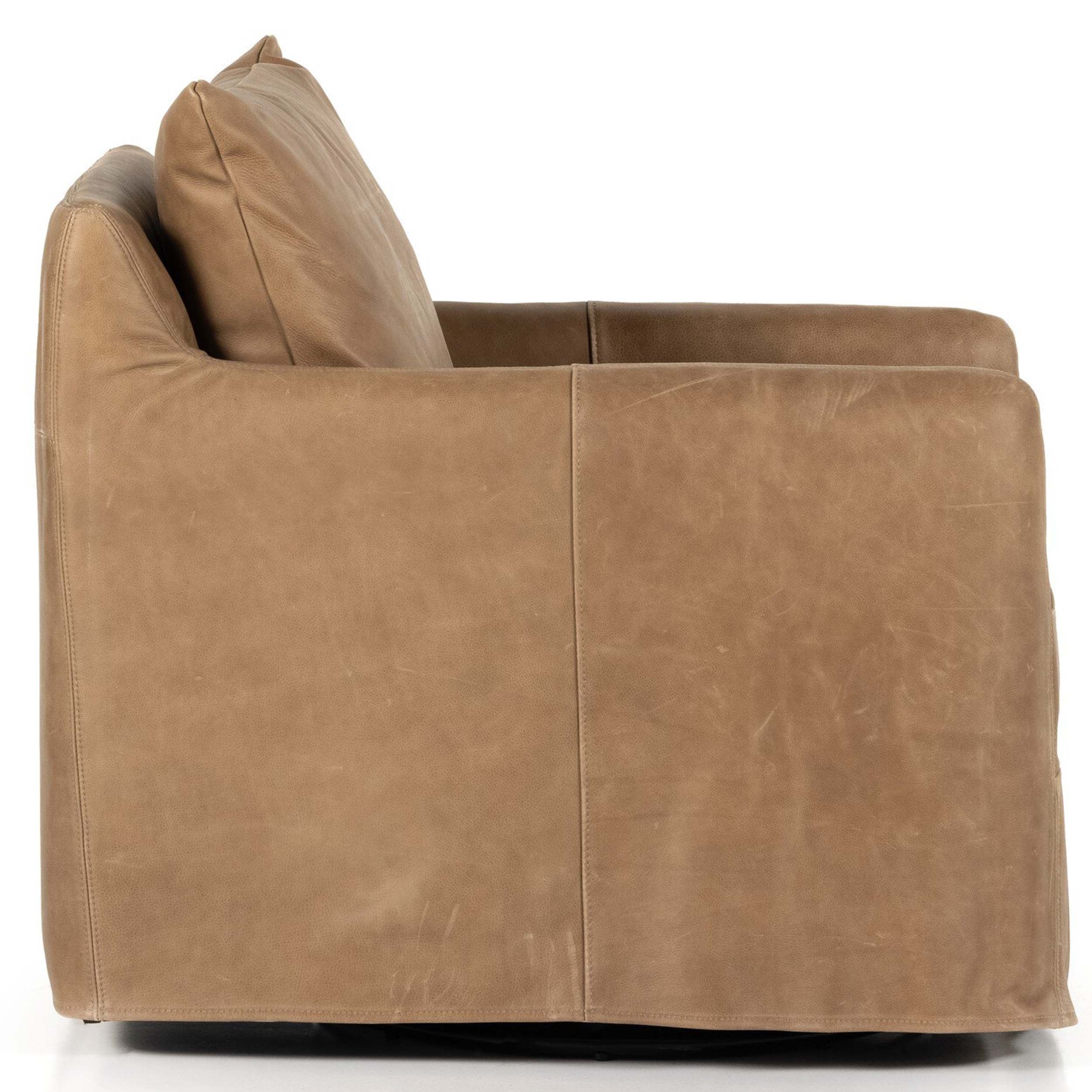 Banks Slipcover Swivel Chair, Palermo Drift