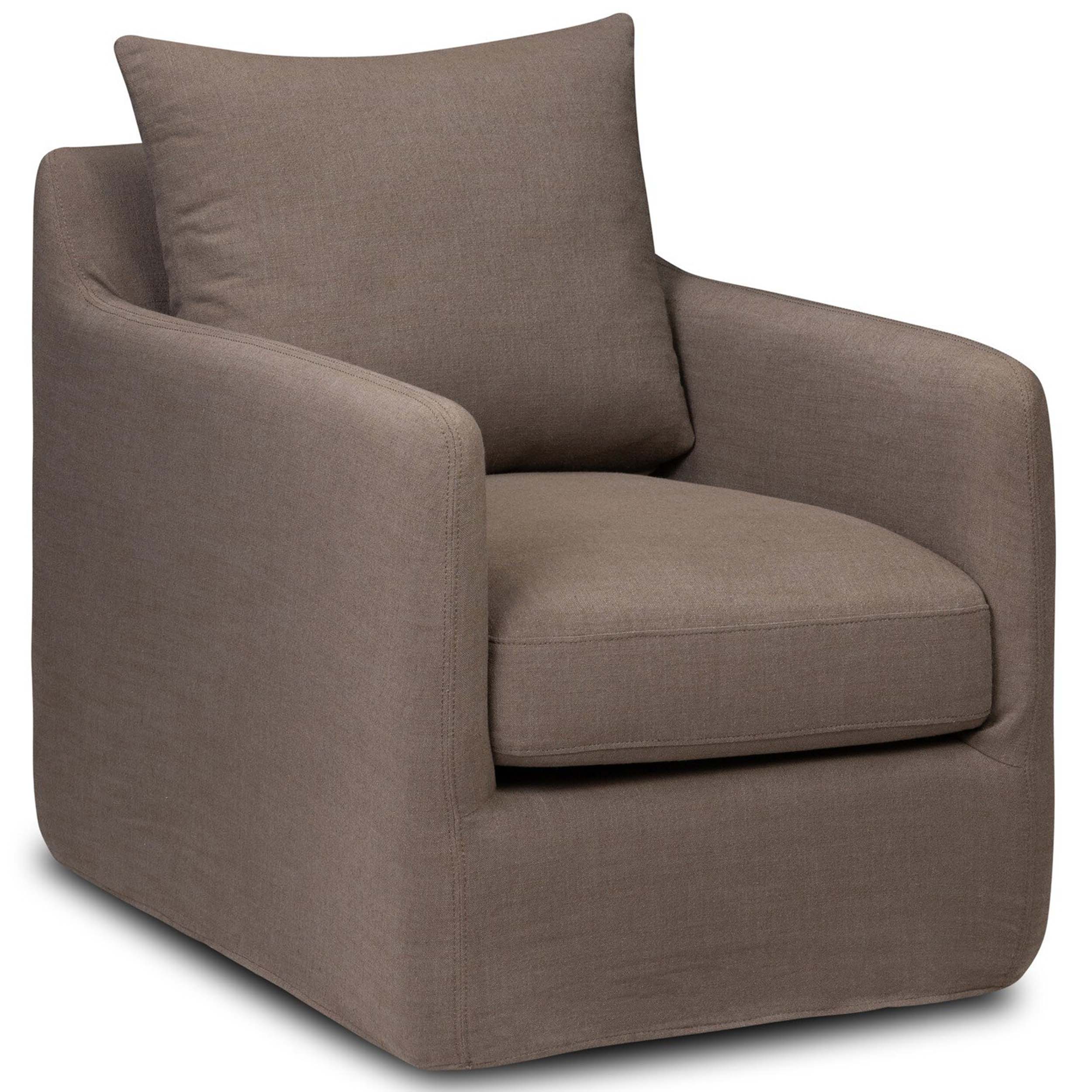 Banks Slipcover Swivel Chair, Savoy Coffee