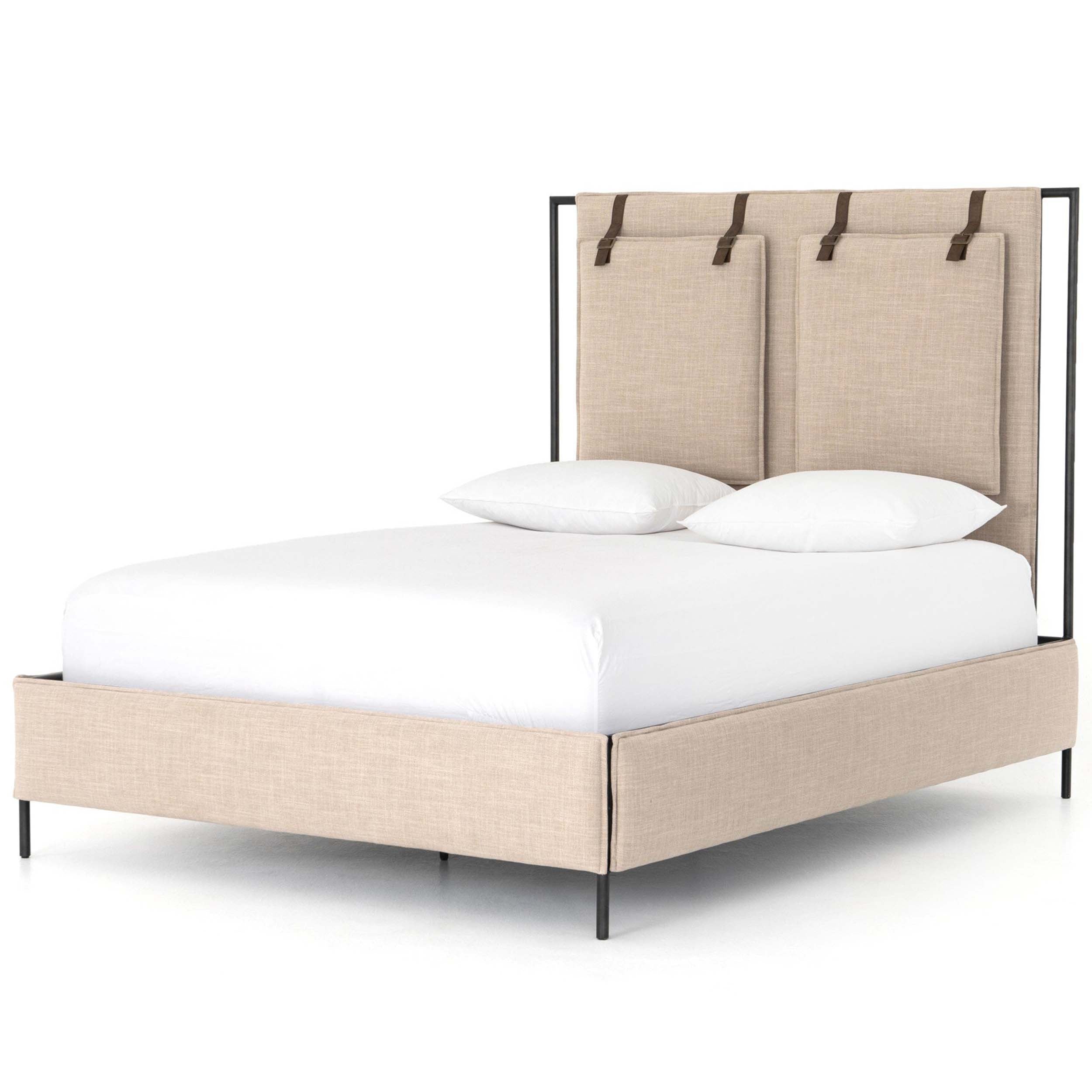 Leigh Upholstered Bed, Palm Ecru