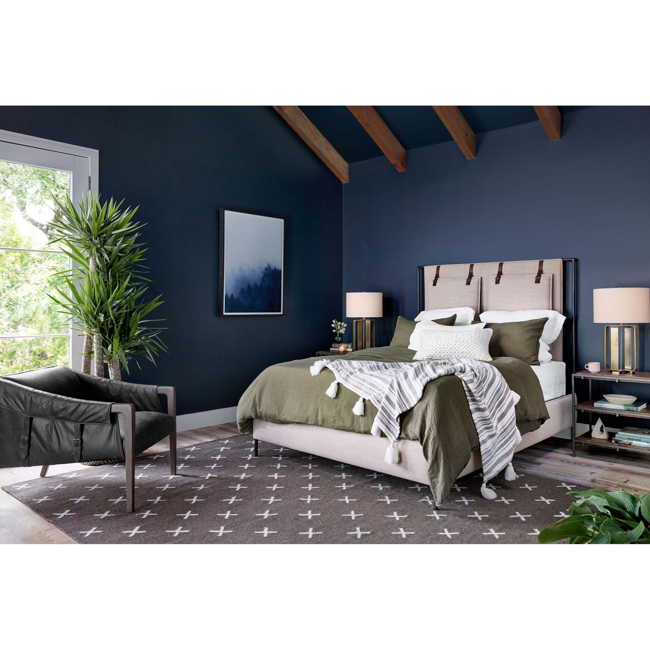 Leigh Upholstered Bed, Palm Ecru