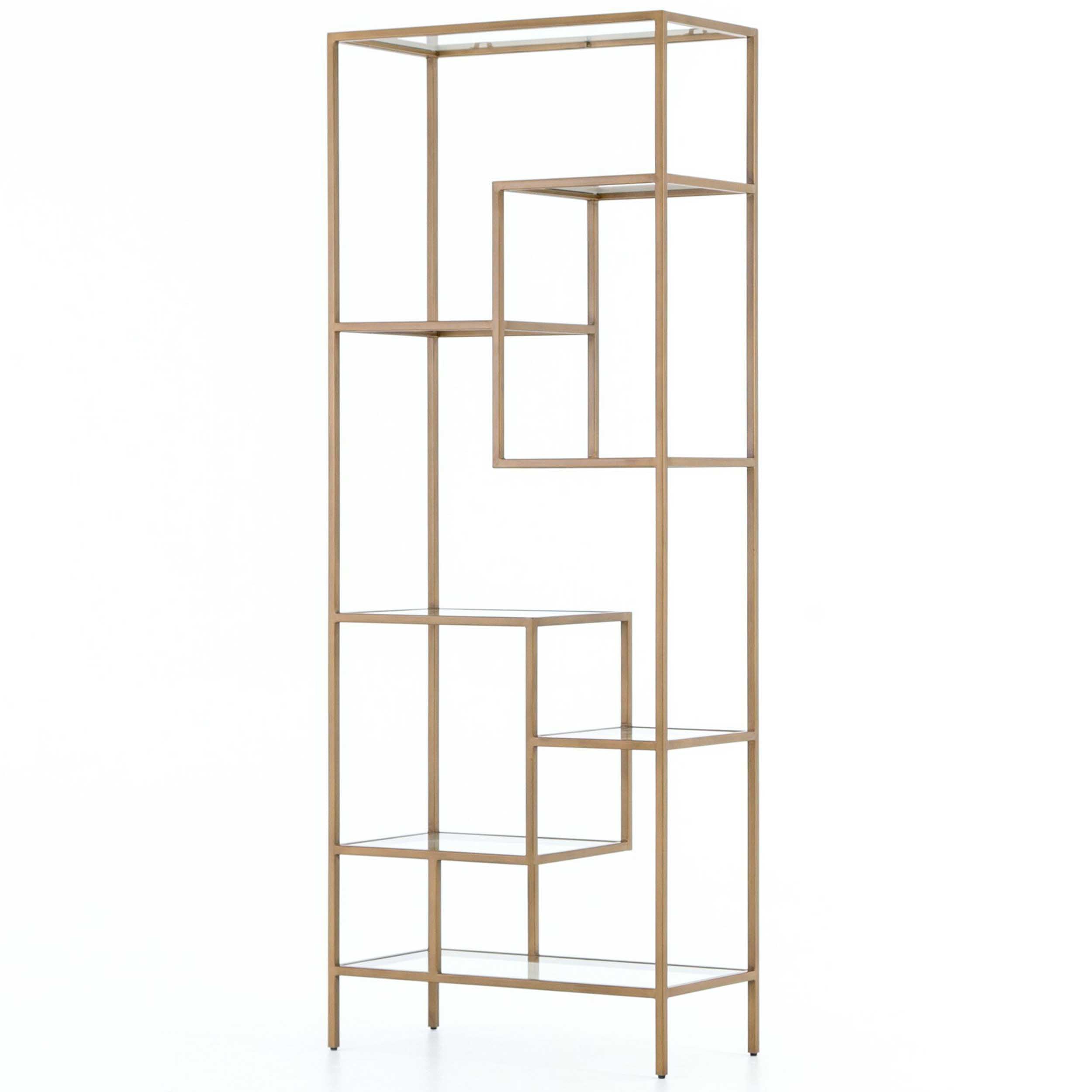 Helena Brass Bookcase, Antique Brass