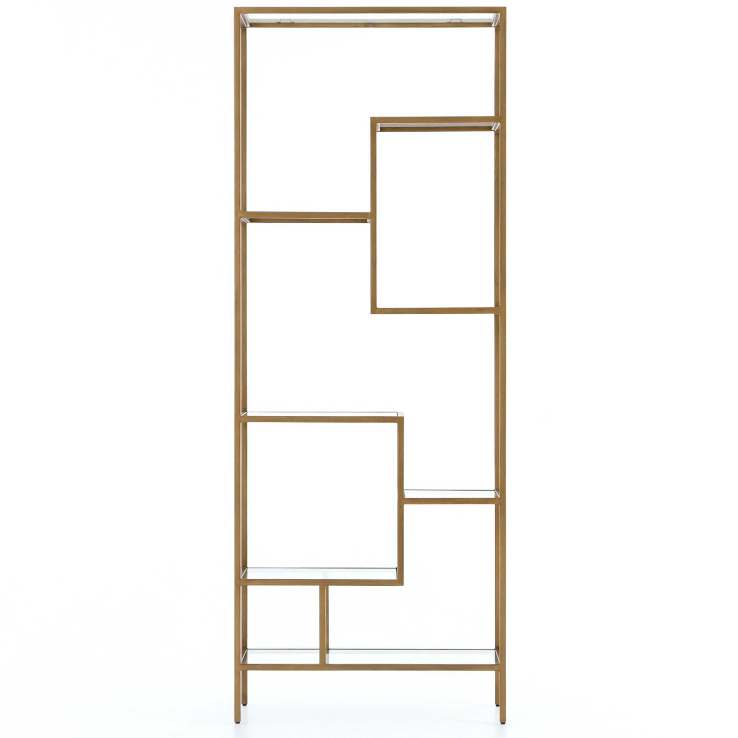 Helena Brass Bookcase, Antique Brass