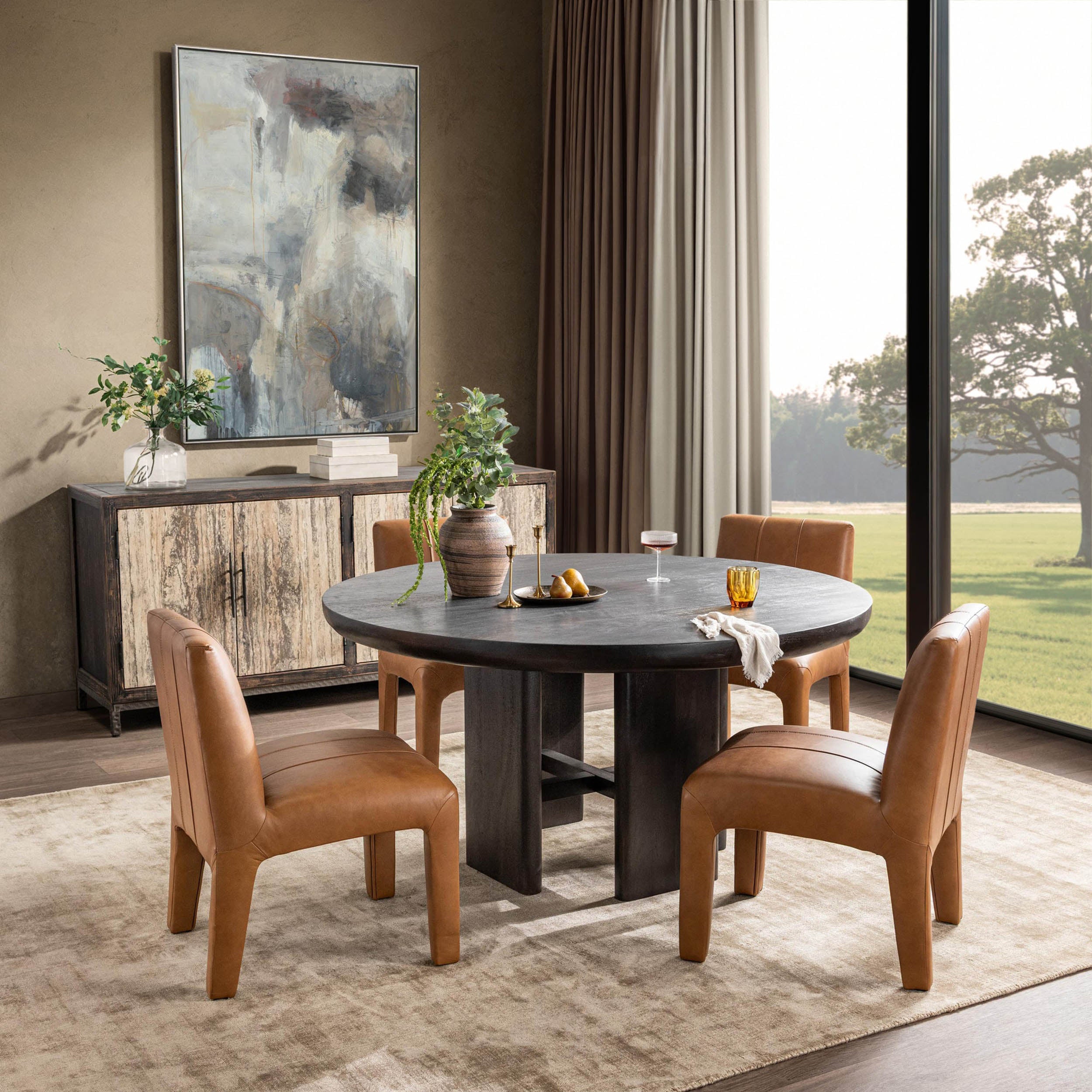 Celedon 60" round Dining Table, Truffle Roast