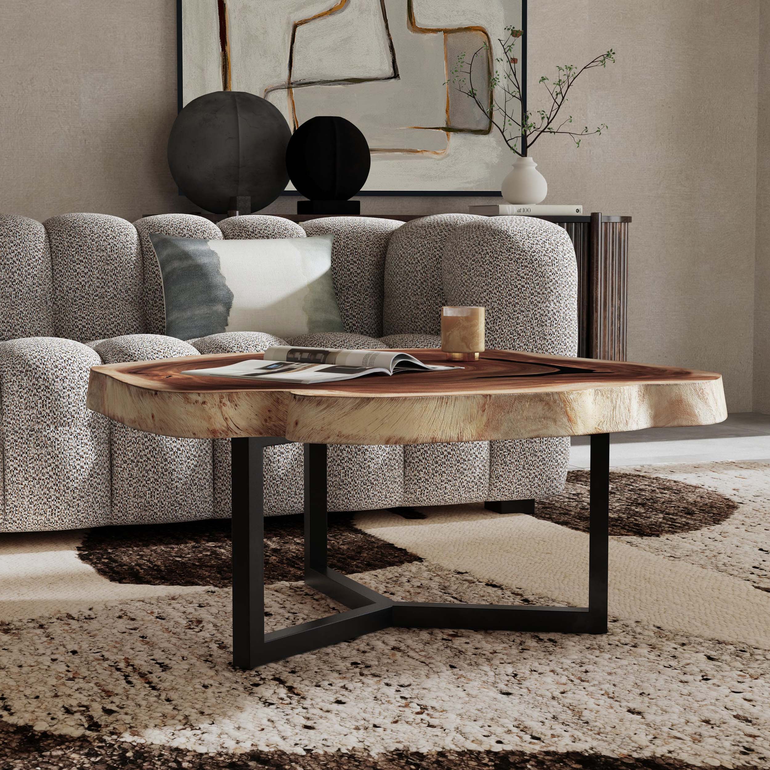 Celine Solid Live Edge Coffee Table, Natural