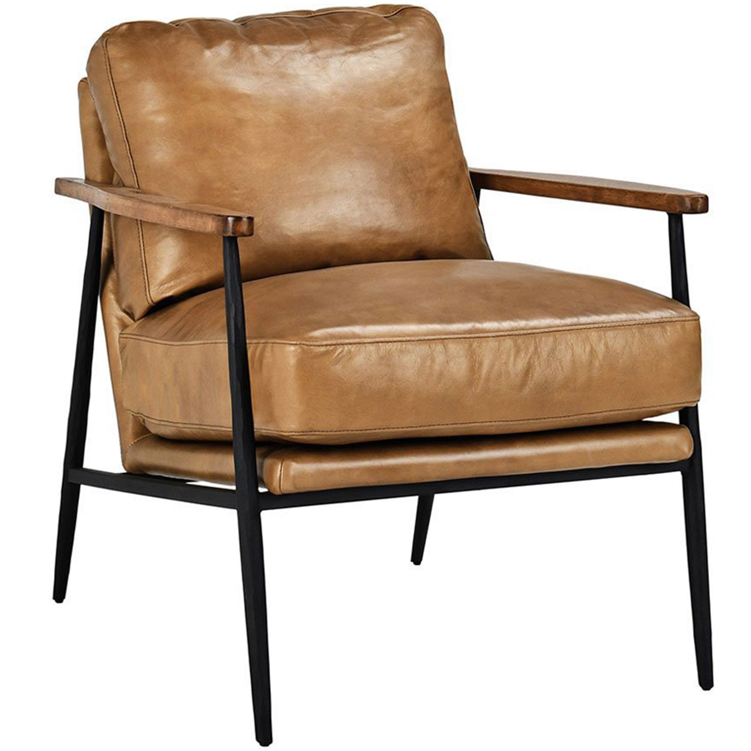 Christopher Leather Club Chair, Adobe Tan
