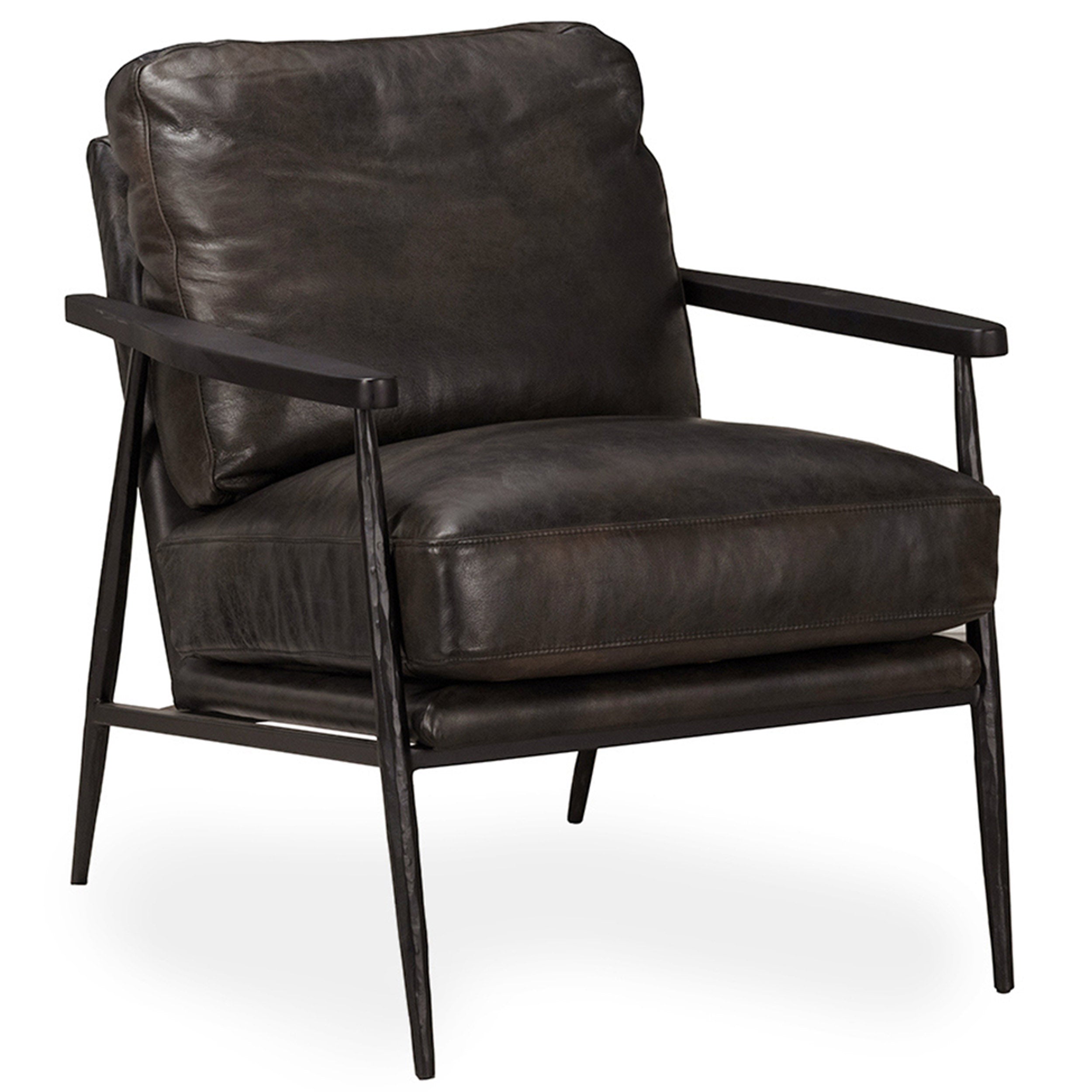 Christopher Leather Club Chair, Jet Black