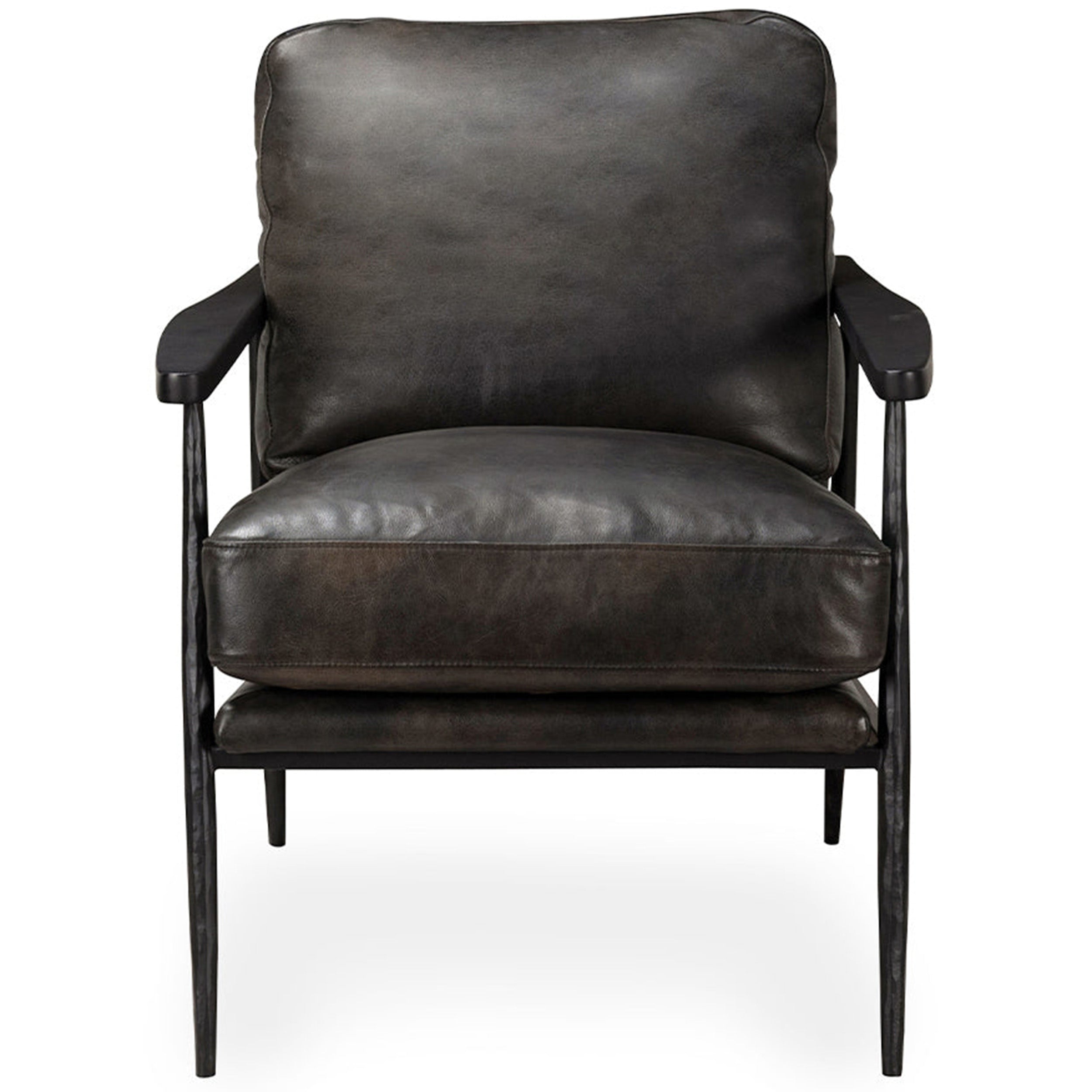 Christopher Leather Club Chair, Jet Black
