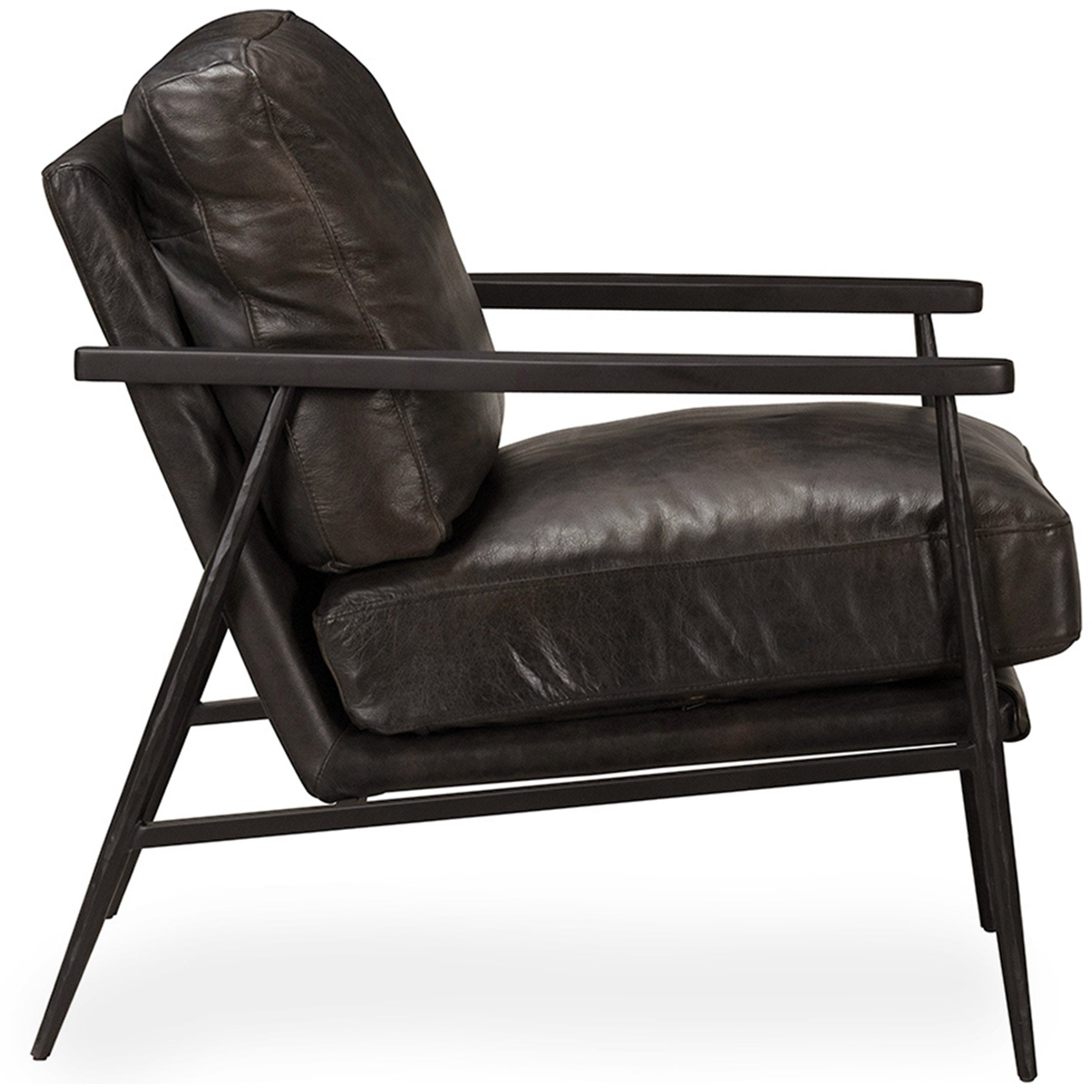 Christopher Leather Club Chair, Jet Black