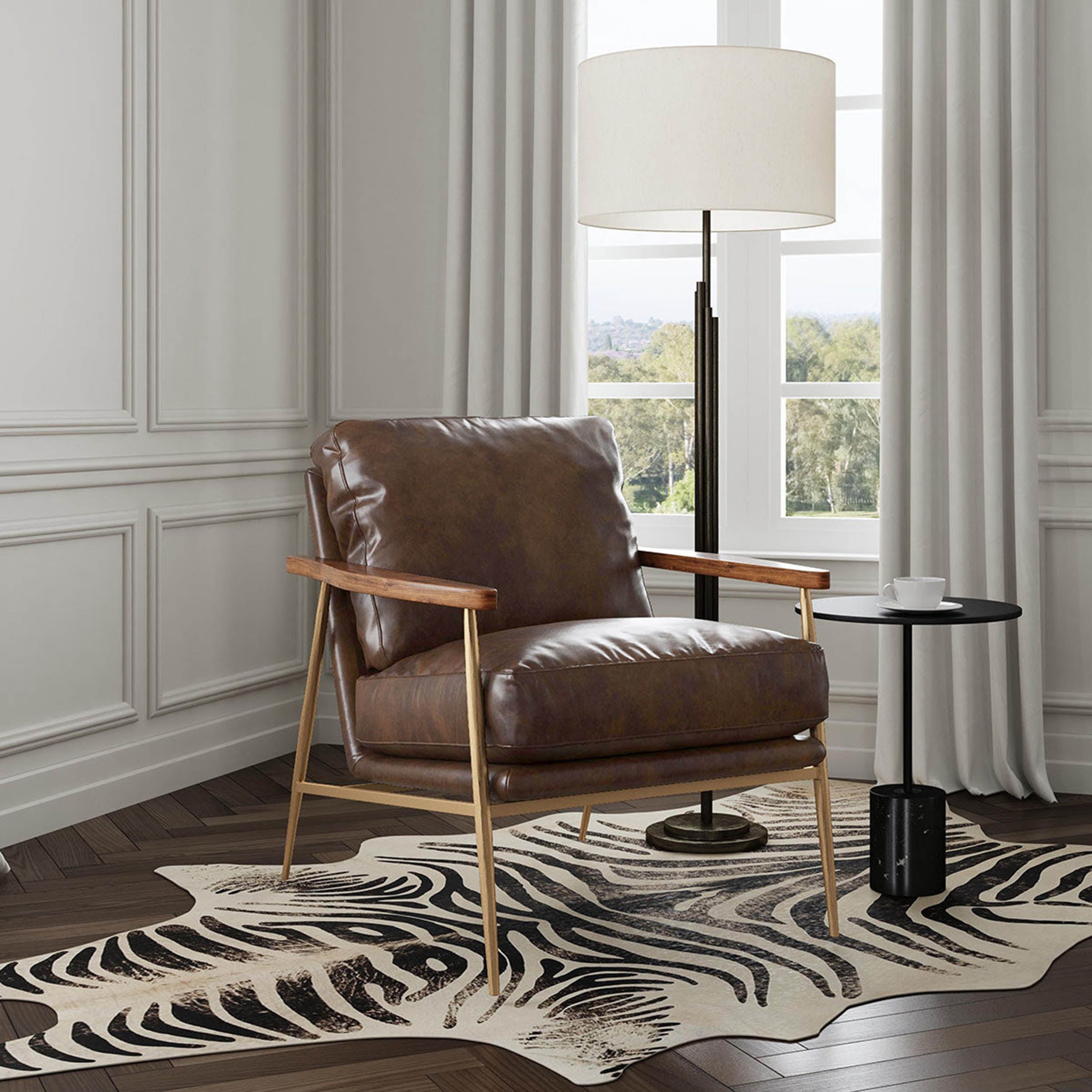 Christopher Leather Club Chair, Truffle Brown