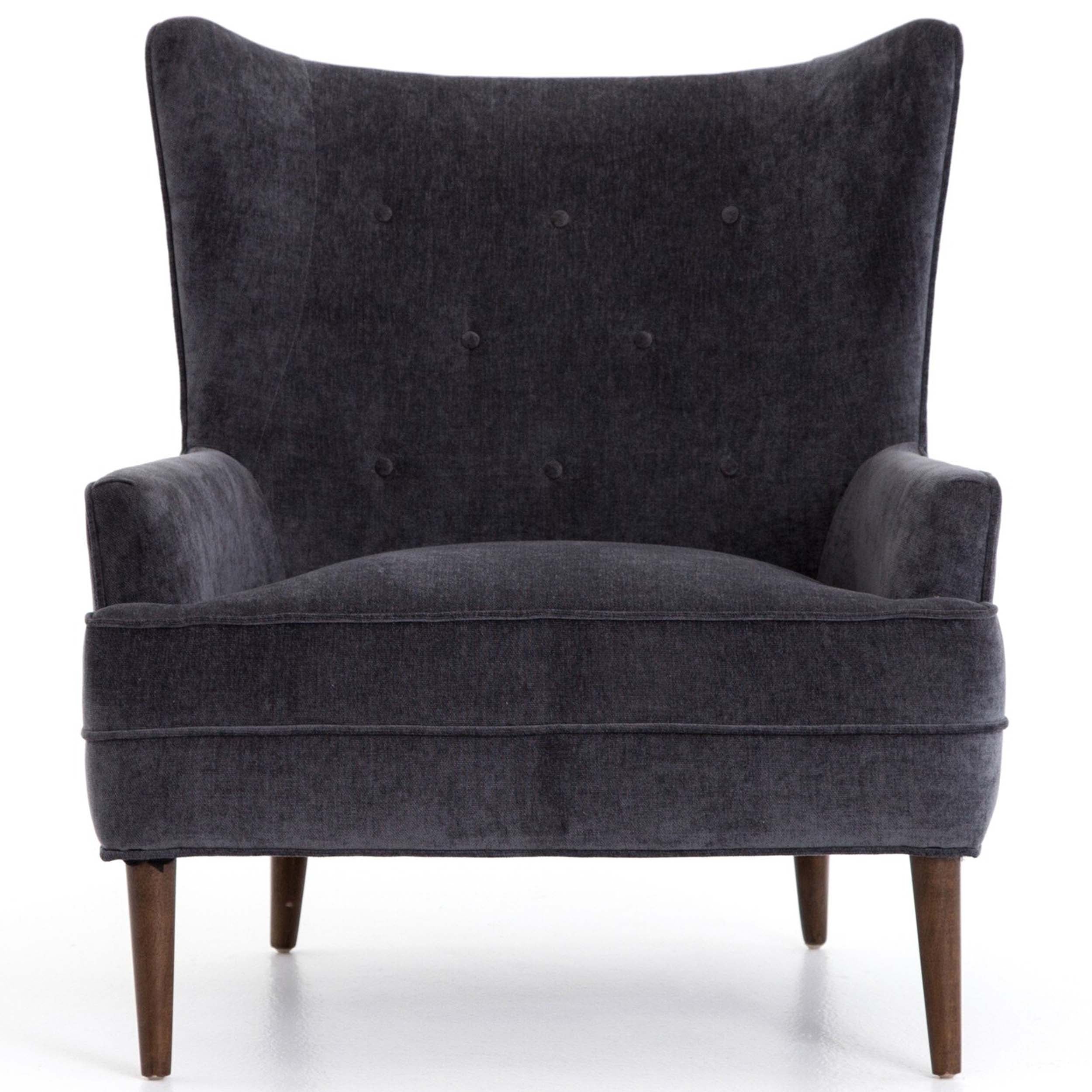 Clermont Chair, Charcoal Worn Velvet