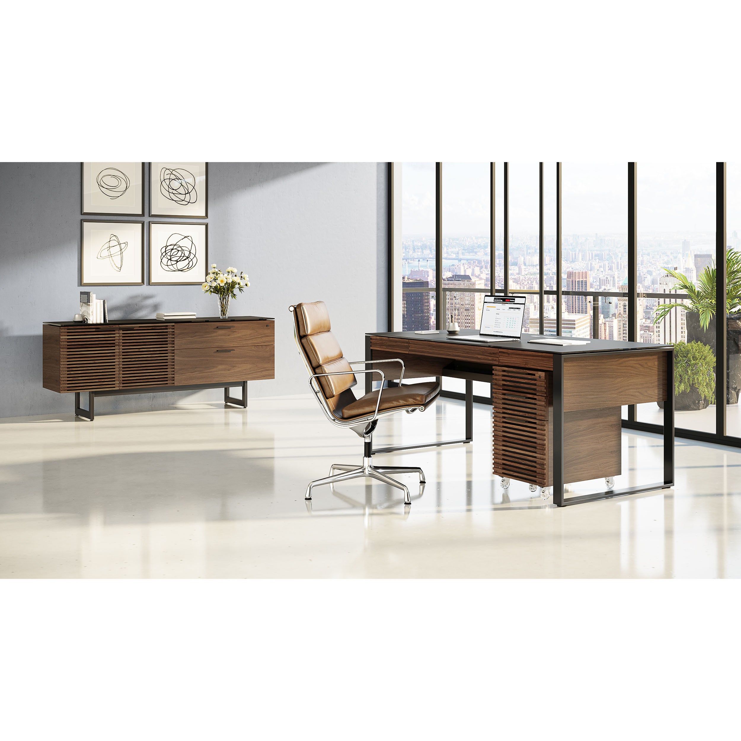 Corridor Office 6521, Natural Walnut