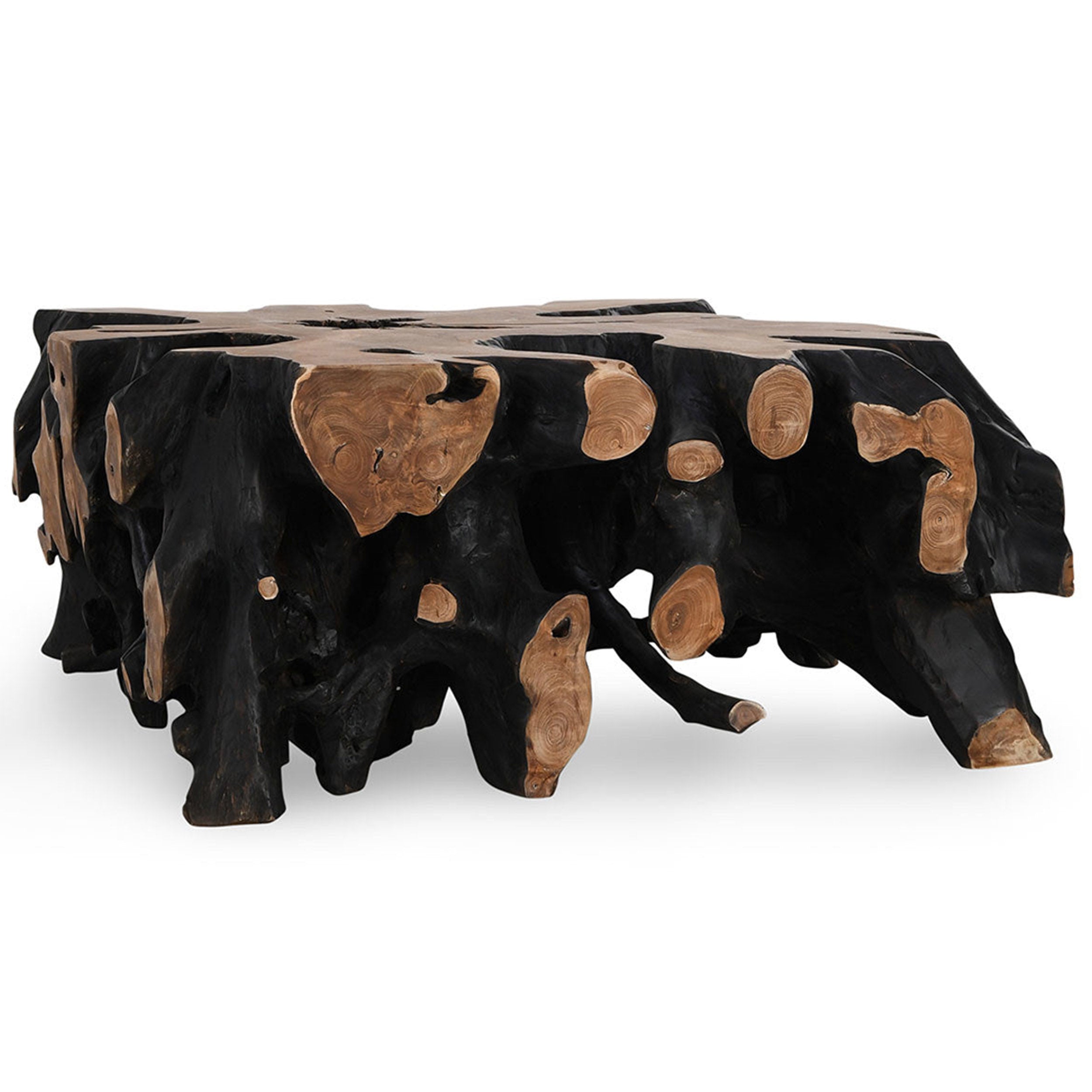 Cypress Square Teak Root Coffee Table, Black/Brown
