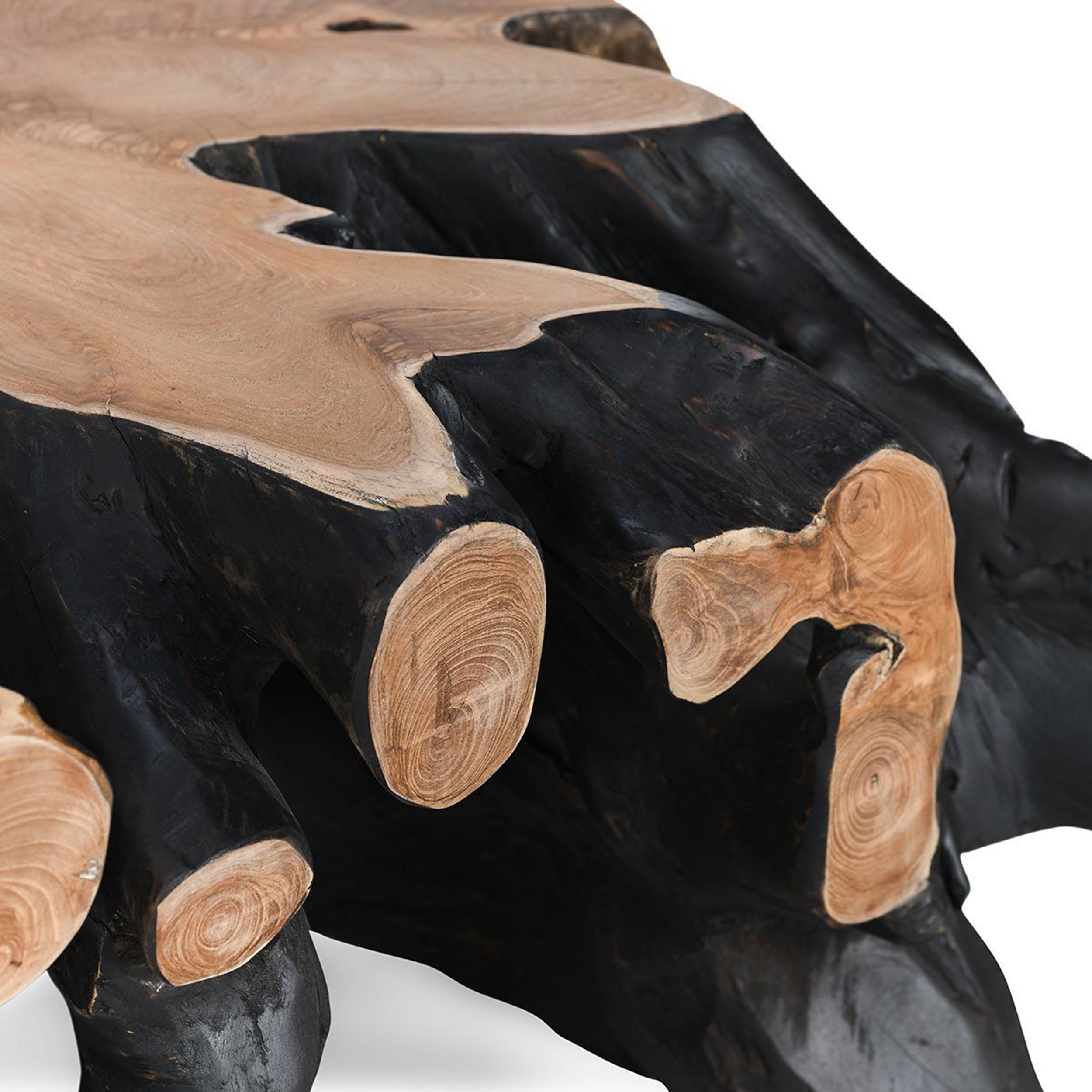 Cypress Square Teak Root Coffee Table, Black/Brown