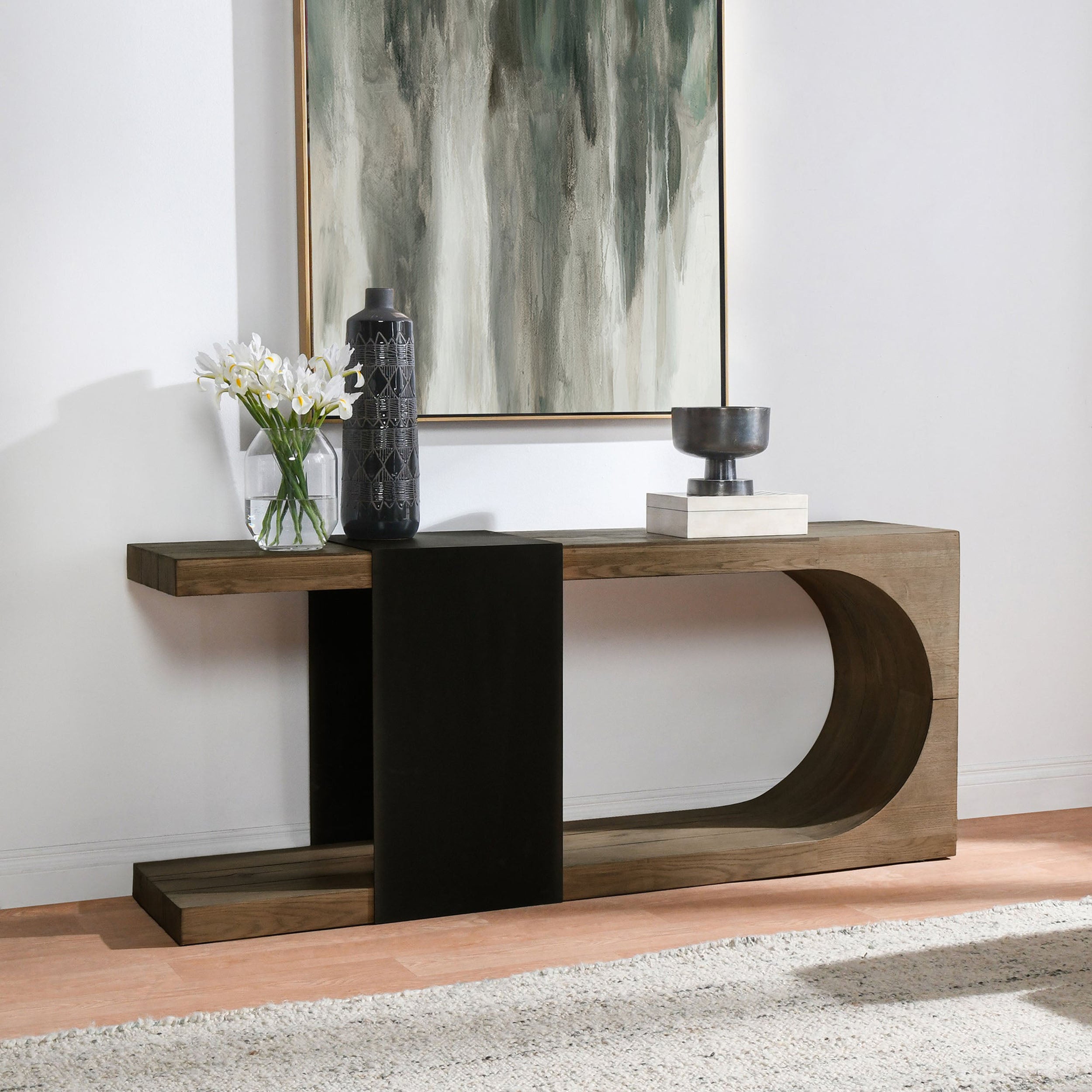 Danica Solid Wood Rectangle Console, Cafe Brown