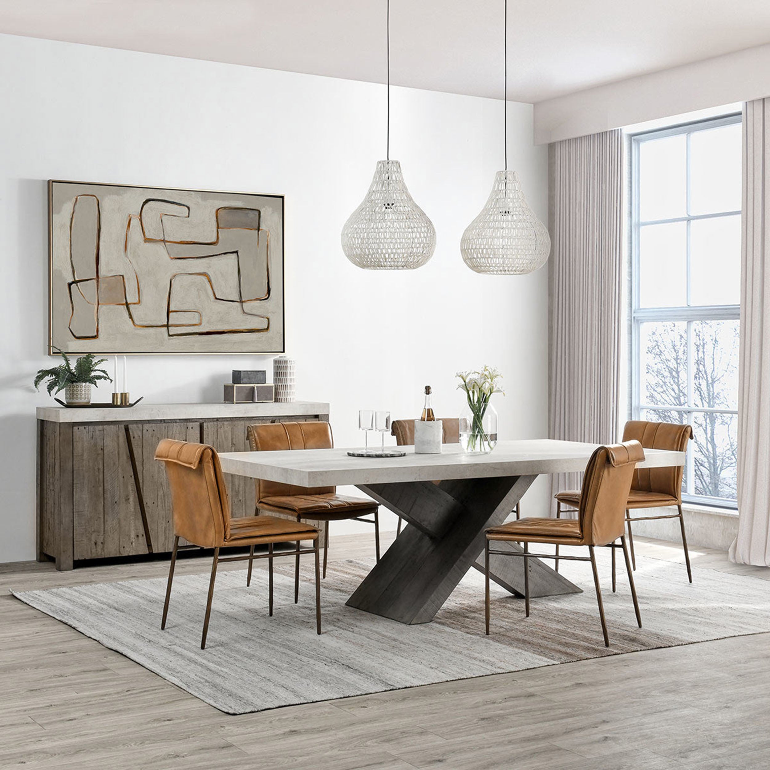 Durant Dining Table, Antique White/Gey