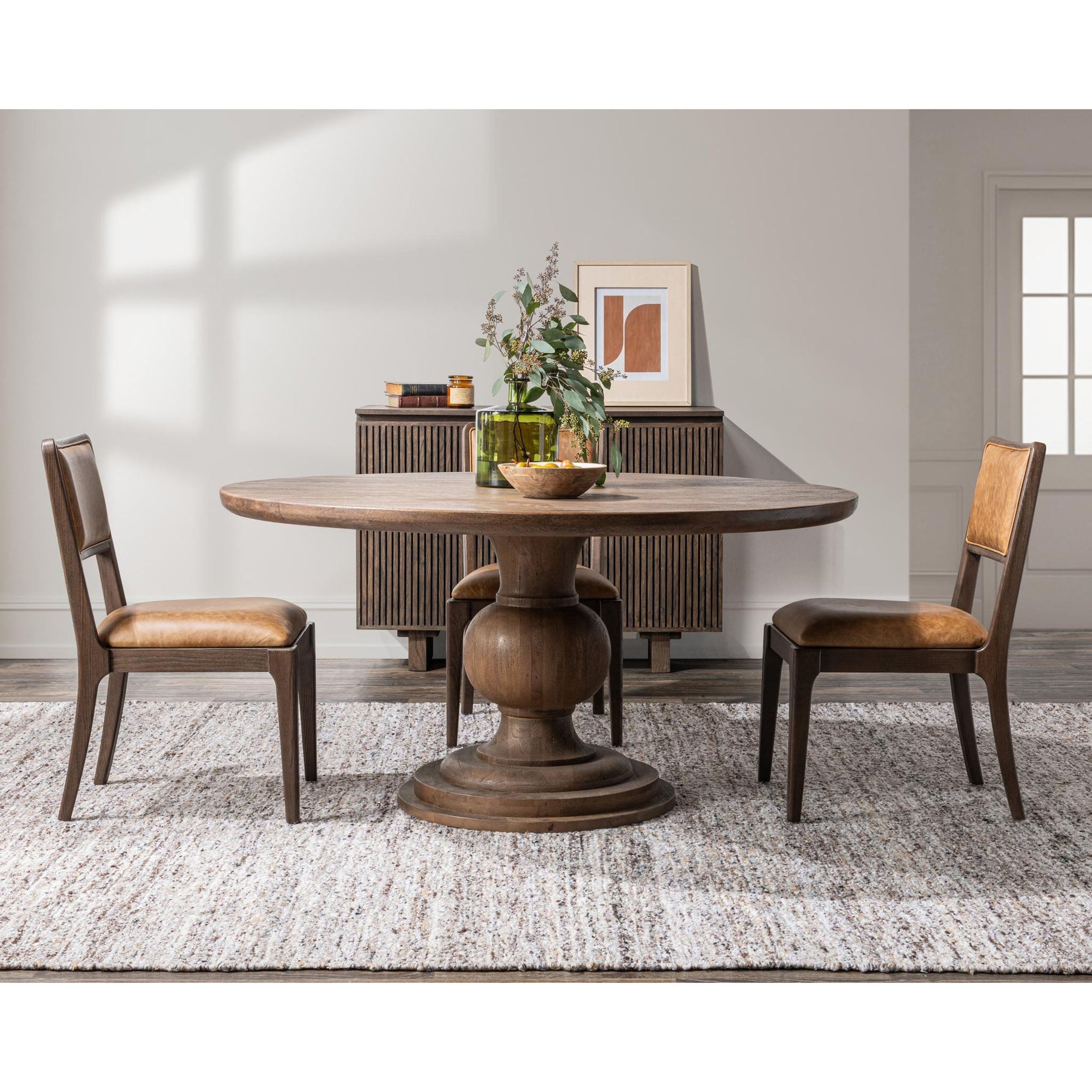 Hera Solid Wood Dining Table, Brown