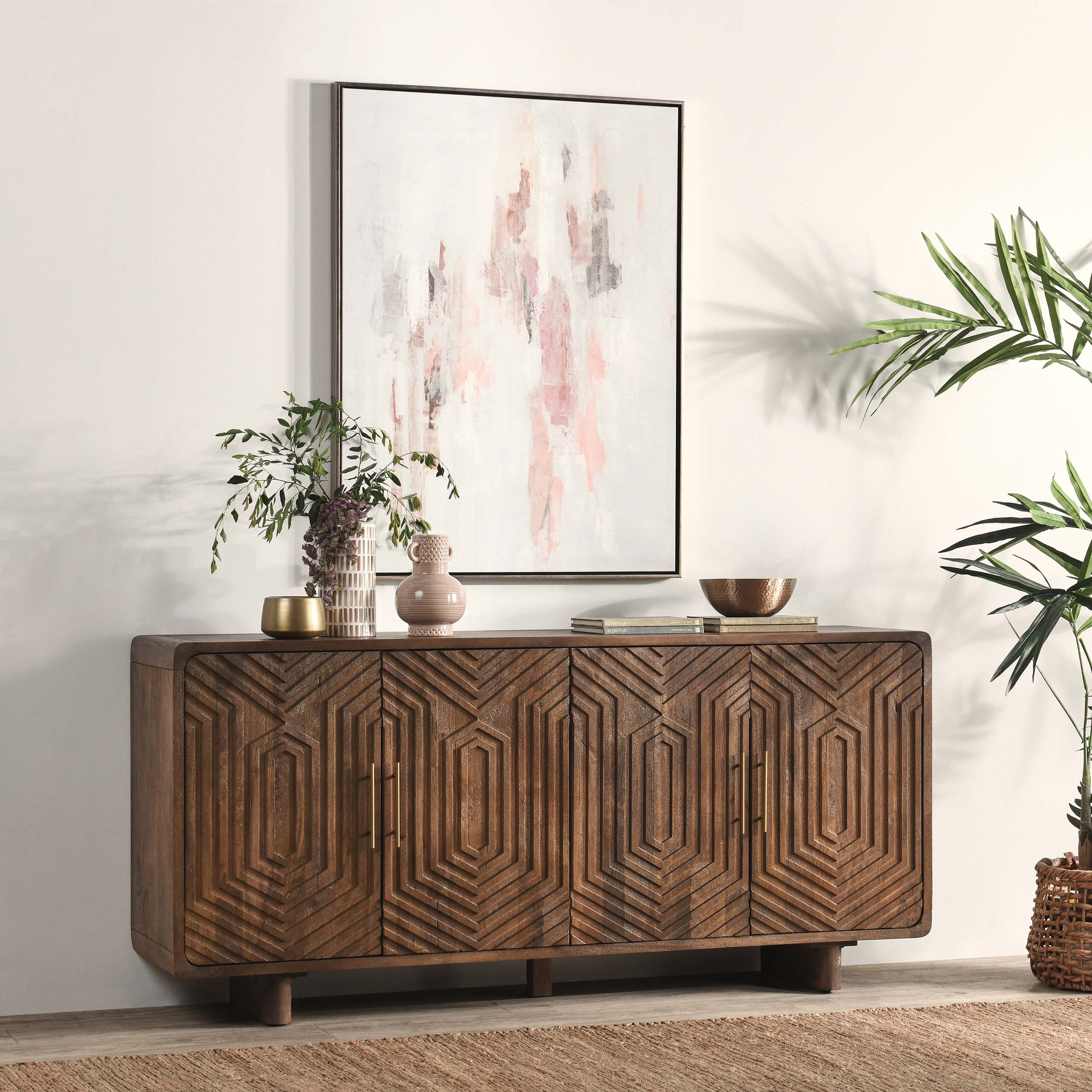 Holmes Solid Wood 4Dr Buffet, Artisan Brown
