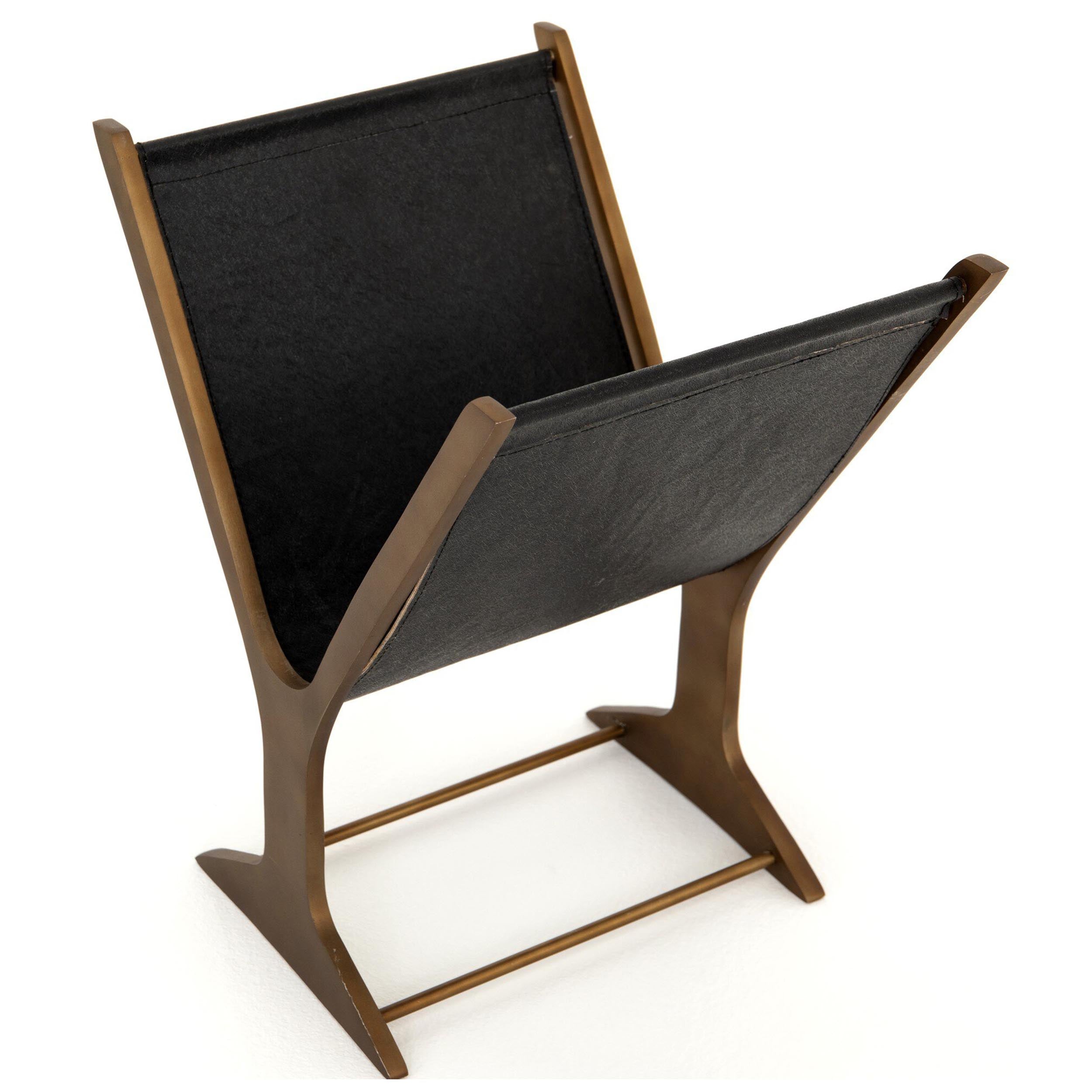 Feldman Magazine Rack, Rustic Brass