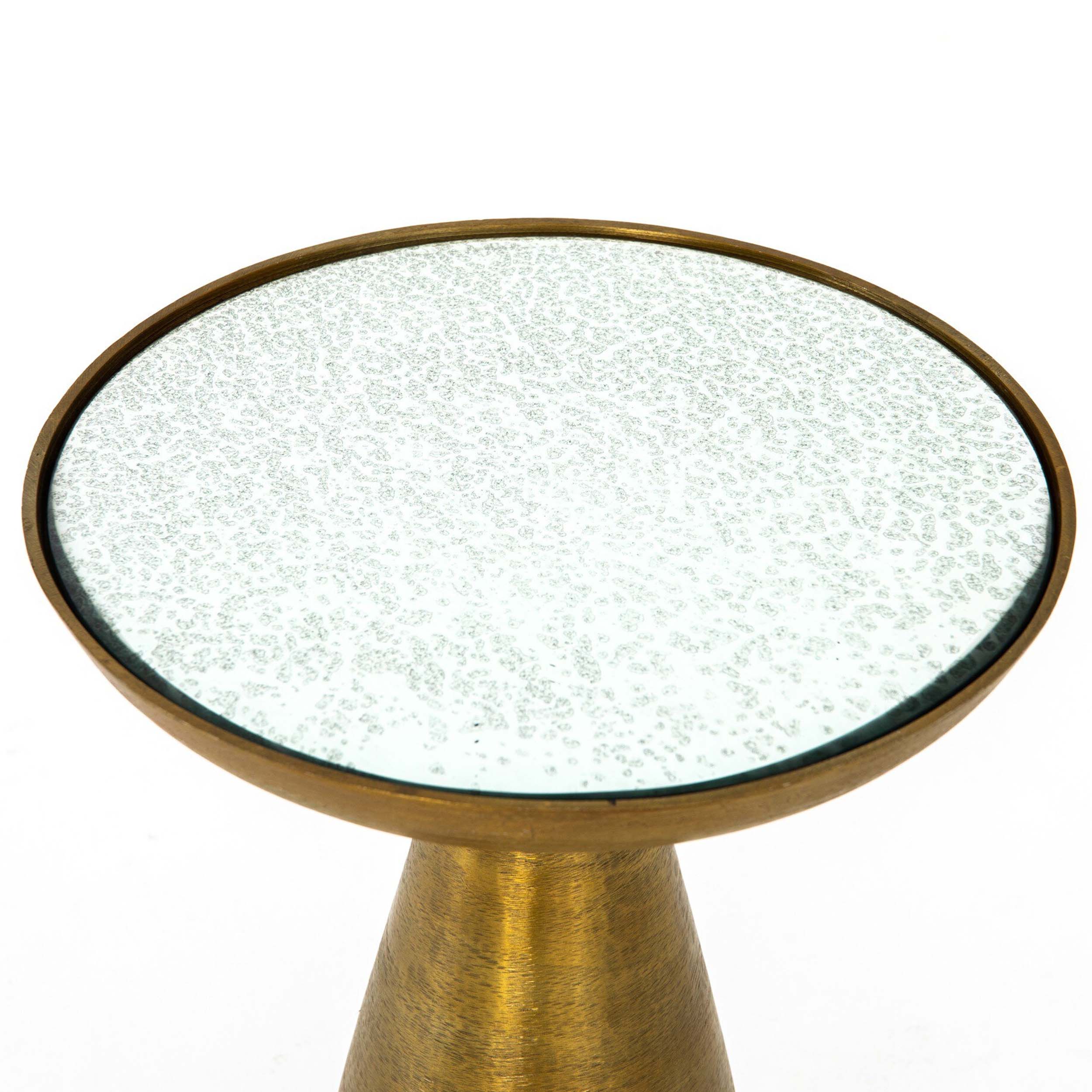 Marlow Mod Pedestal Table, Ash Glass, Brushed Brass