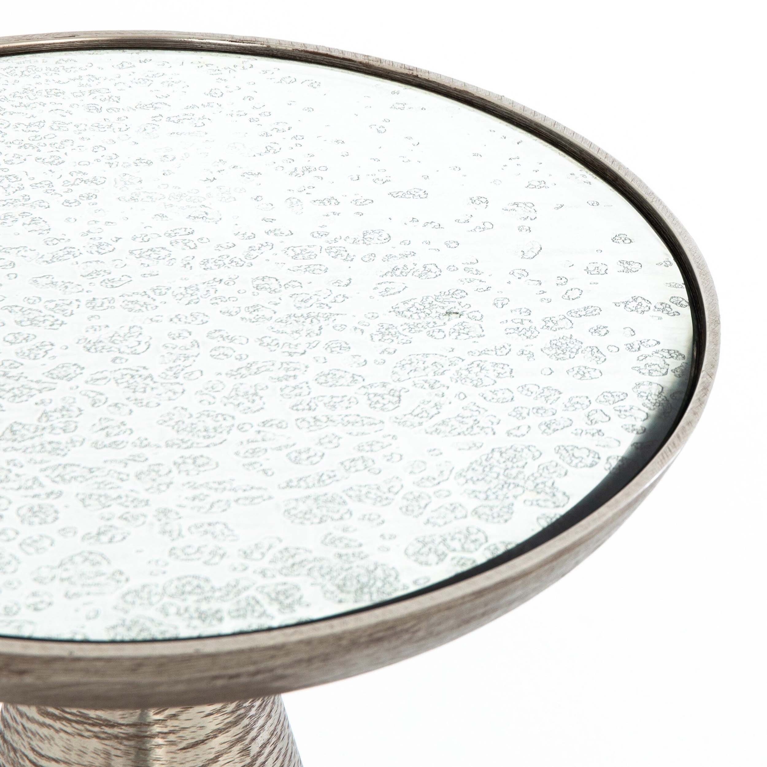 Marlow Mod Pedestal Table, Ash Glass, Brushed Nickel