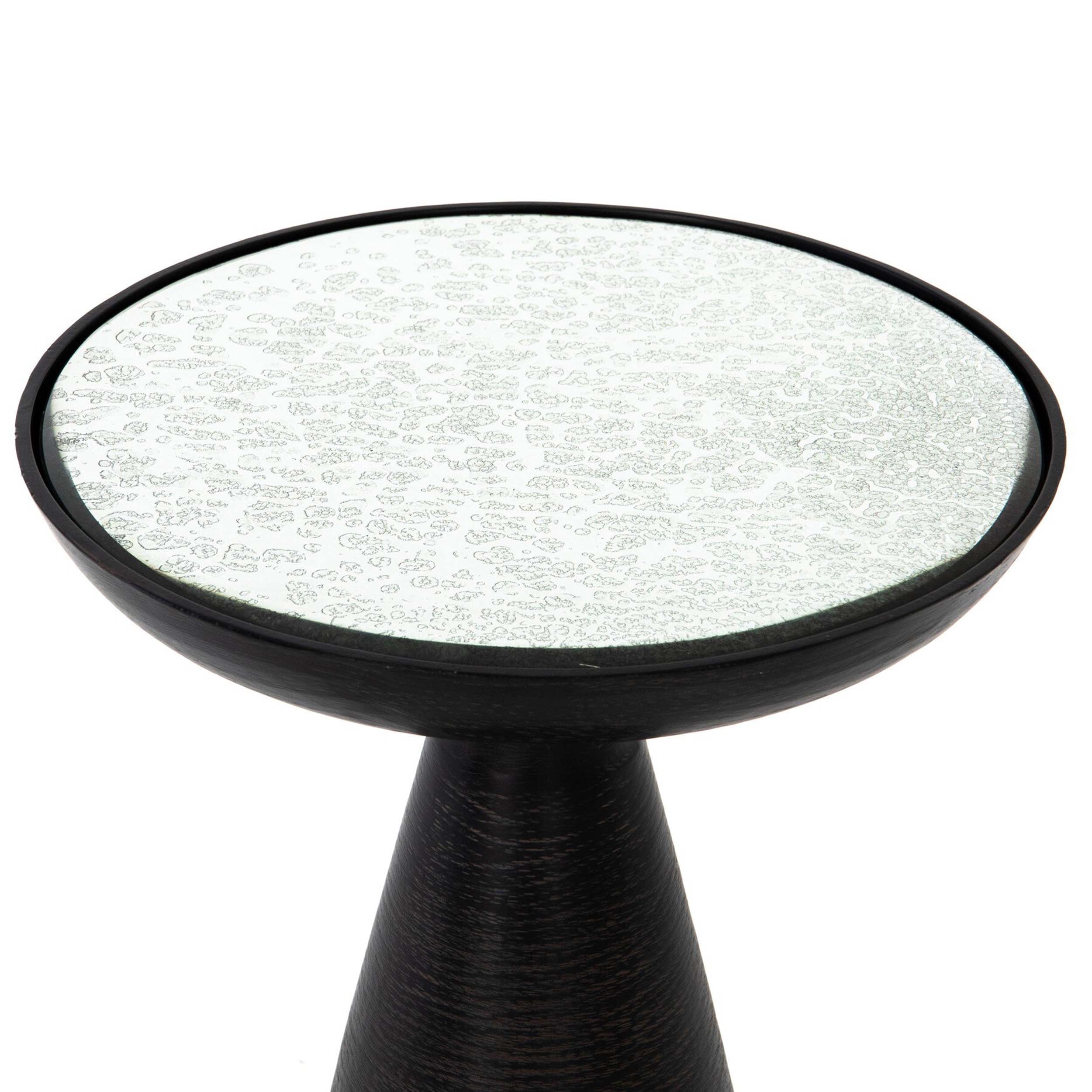 Marlow Mod Pedestal Table, Ash Glass, Brushed Bronze