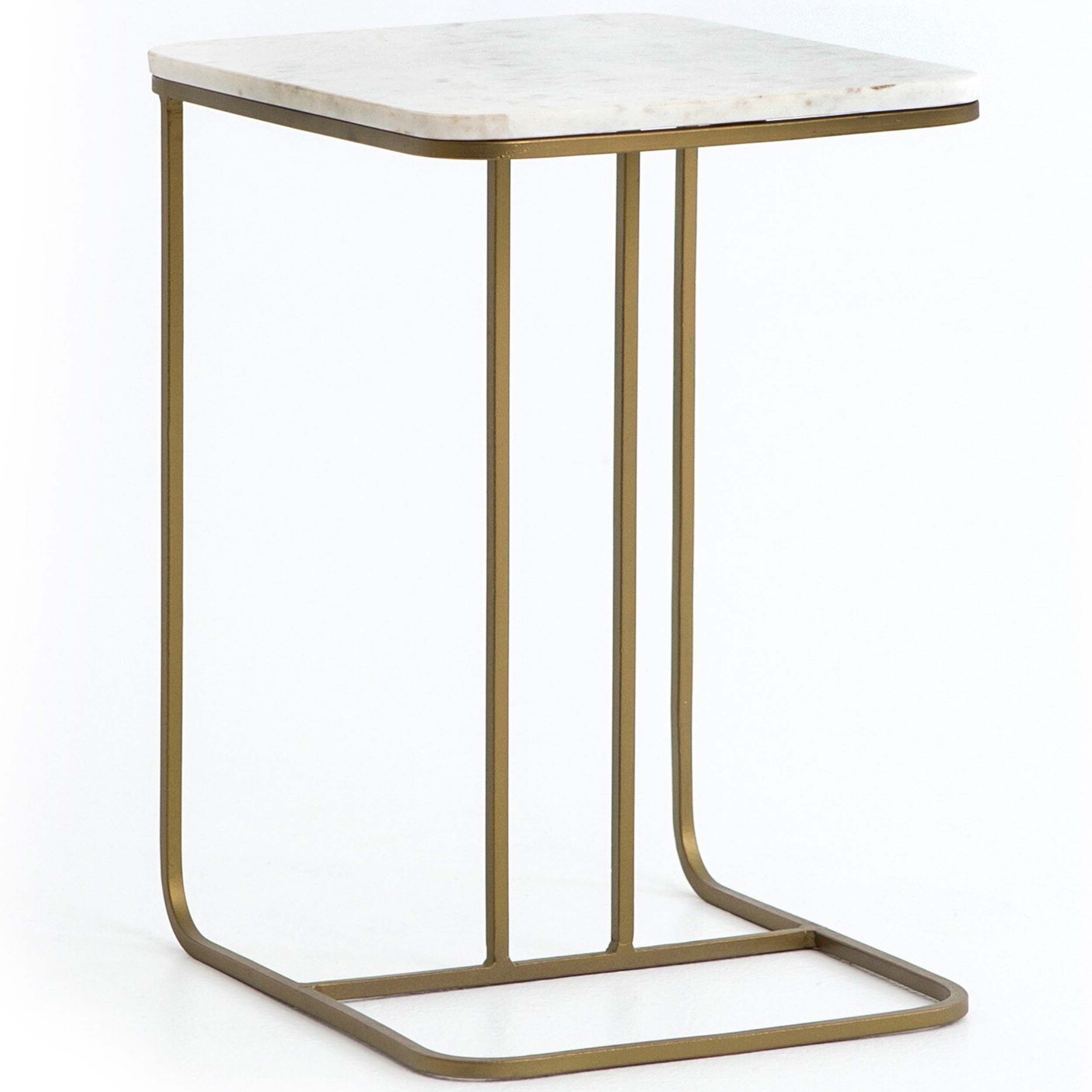Adalley C Table, Polished White Marble