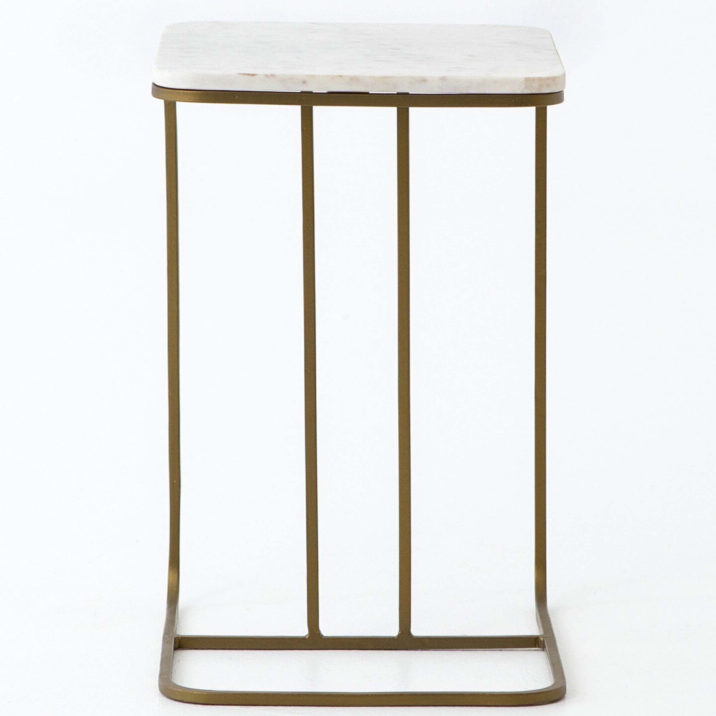Adalley C Table, Polished White Marble