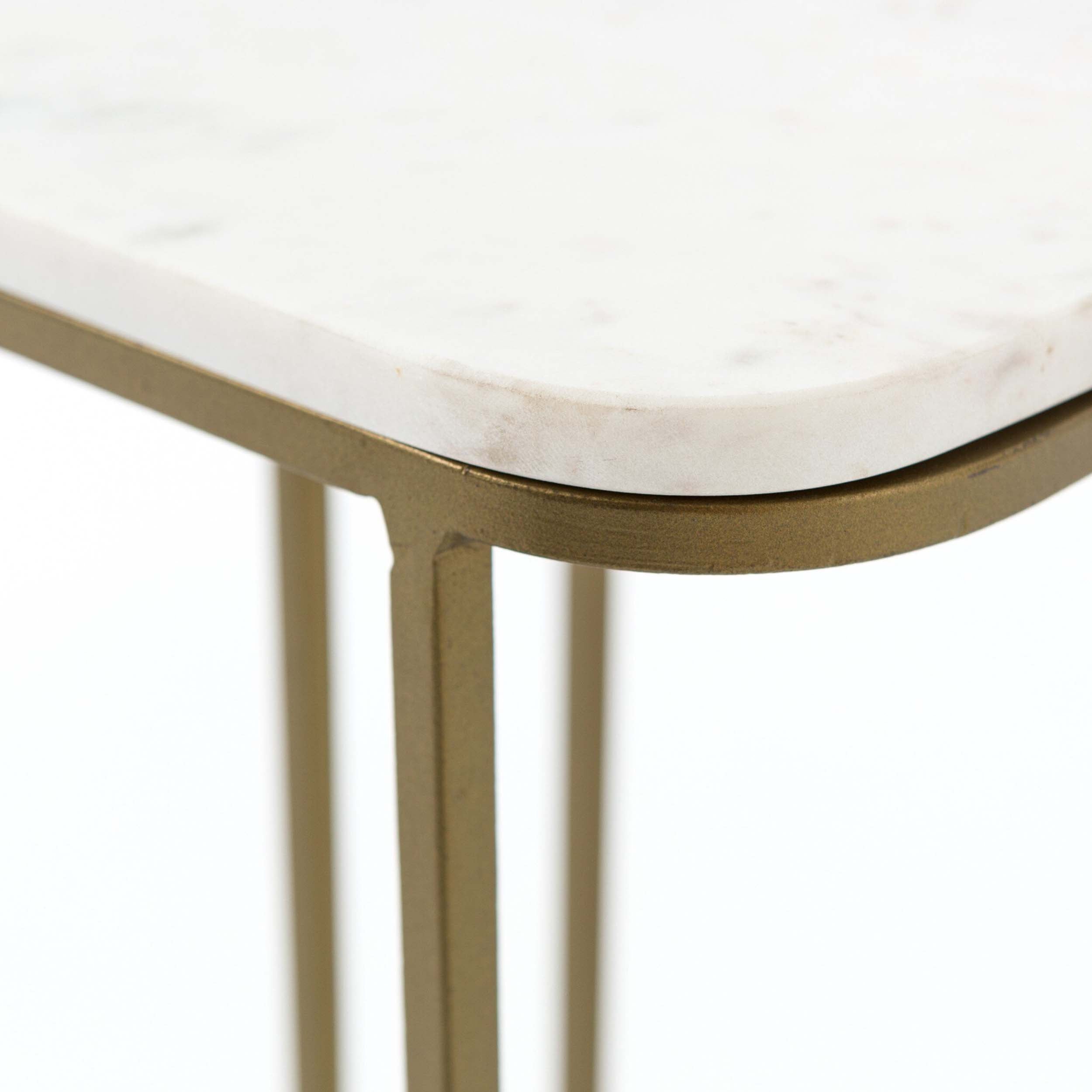 Adalley C Table, Polished White Marble