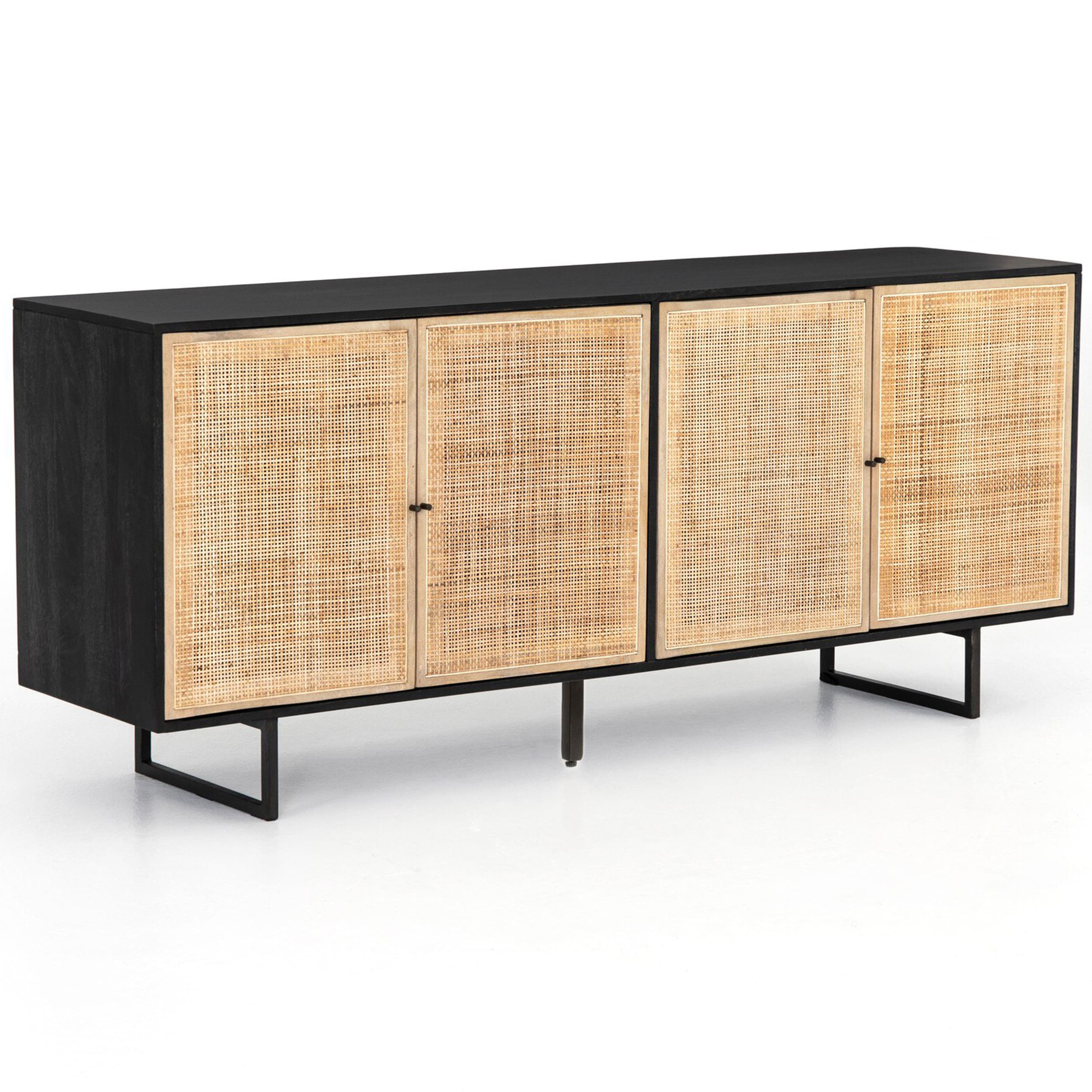 Carmel Sideboard, Black Wash W/ Natural Cane
