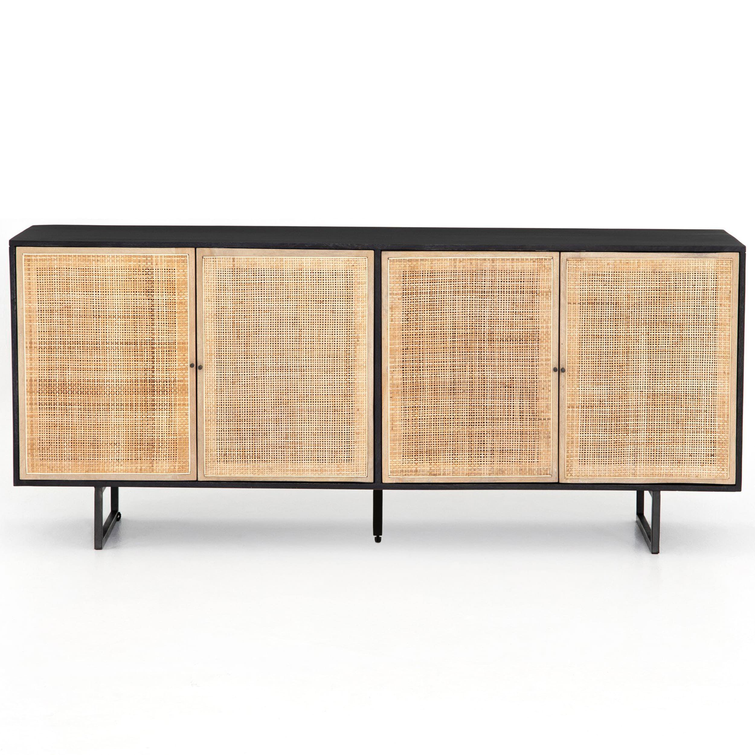 Carmel Sideboard, Black Wash W/ Natural Cane
