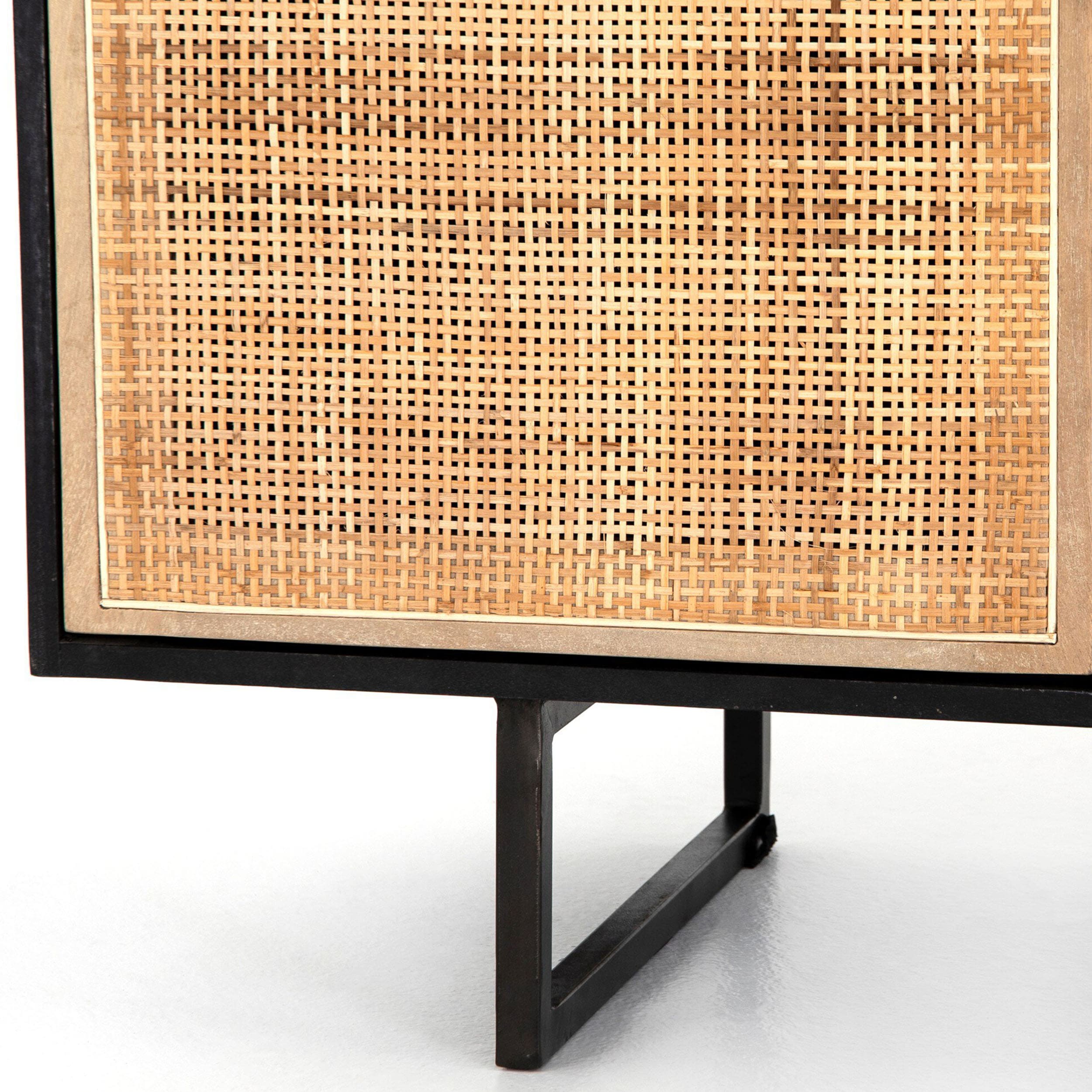 Carmel Sideboard, Black Wash W/ Natural Cane