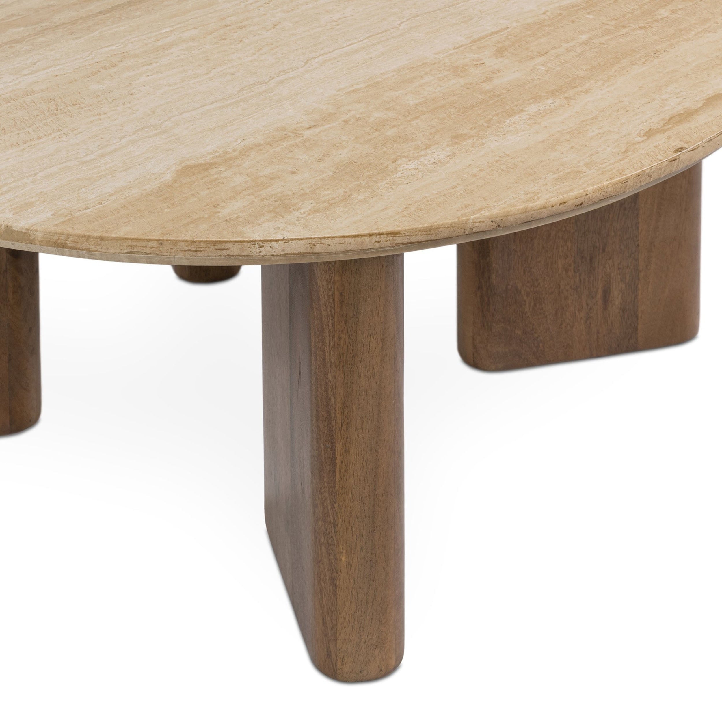Idella Travertine Round Coffee Table, Tan