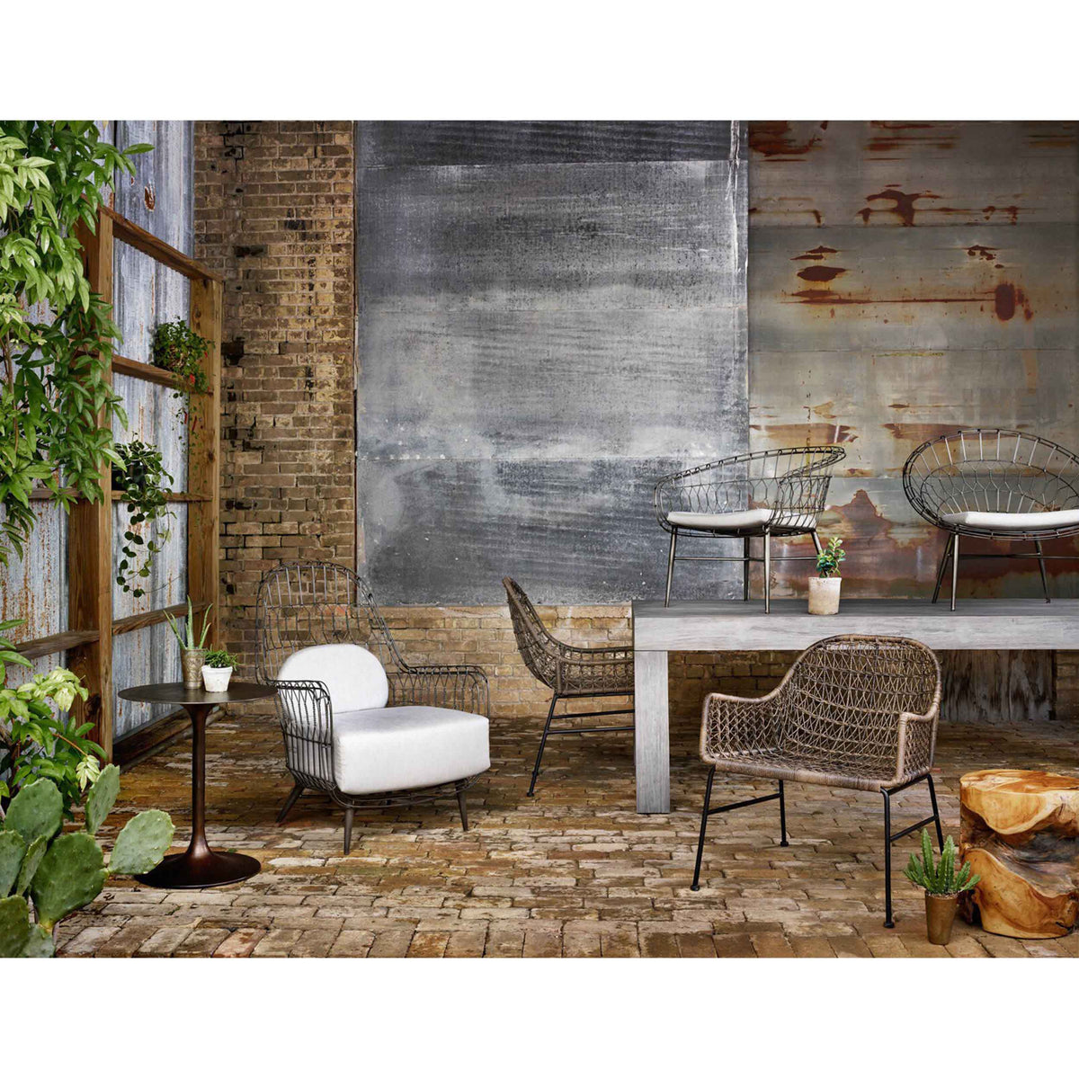 Bandera Outdoor Woven Dining Chair, Distressed Grey, Set of 2