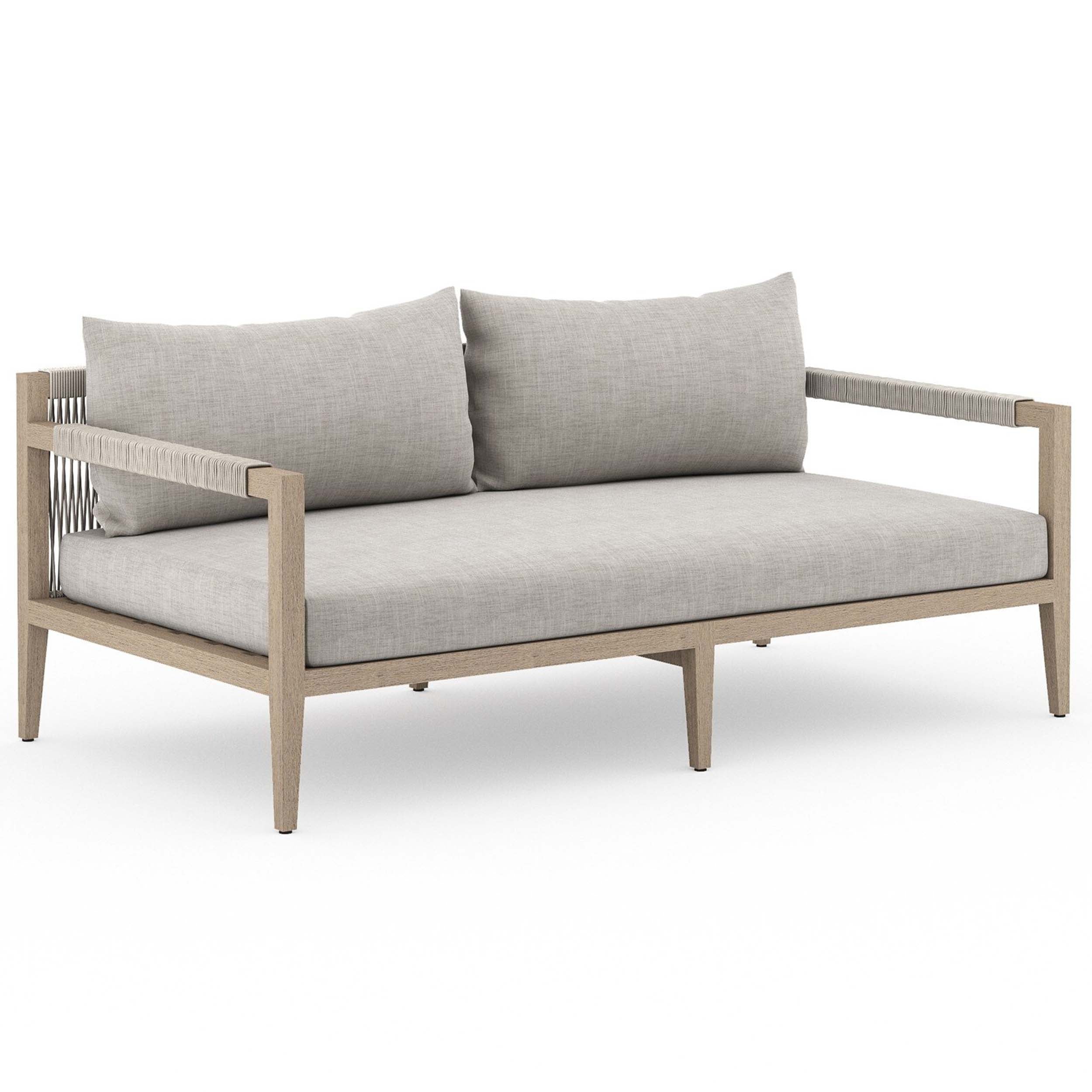 Sherwood Outdoor Sofa, Washed Brown, Venao Charcoal featuring a modern frame and comfortable cushions.