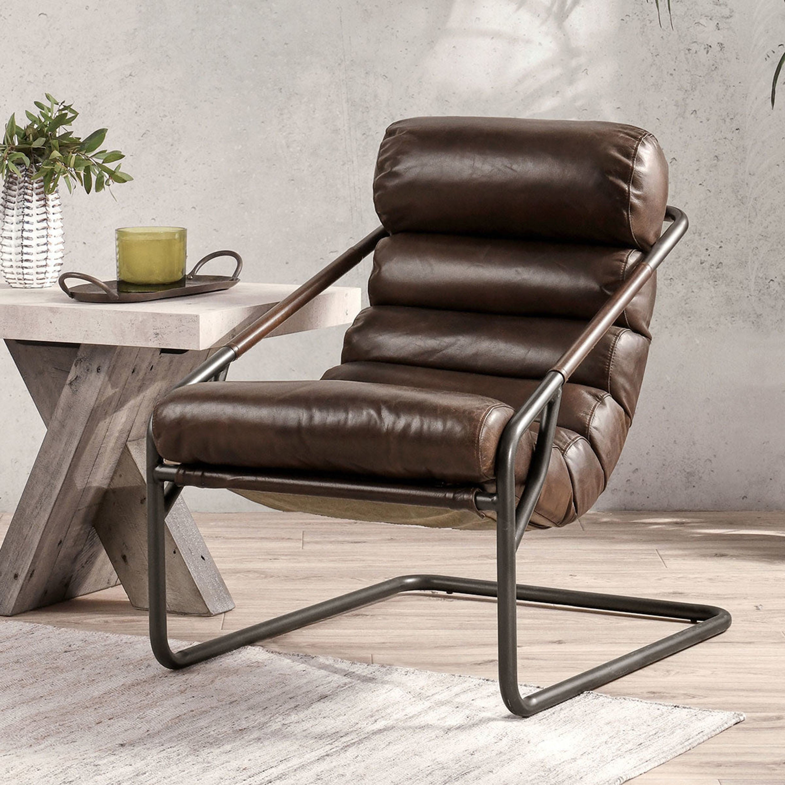 Jackson Leather Accent Chair, Truffle Brown