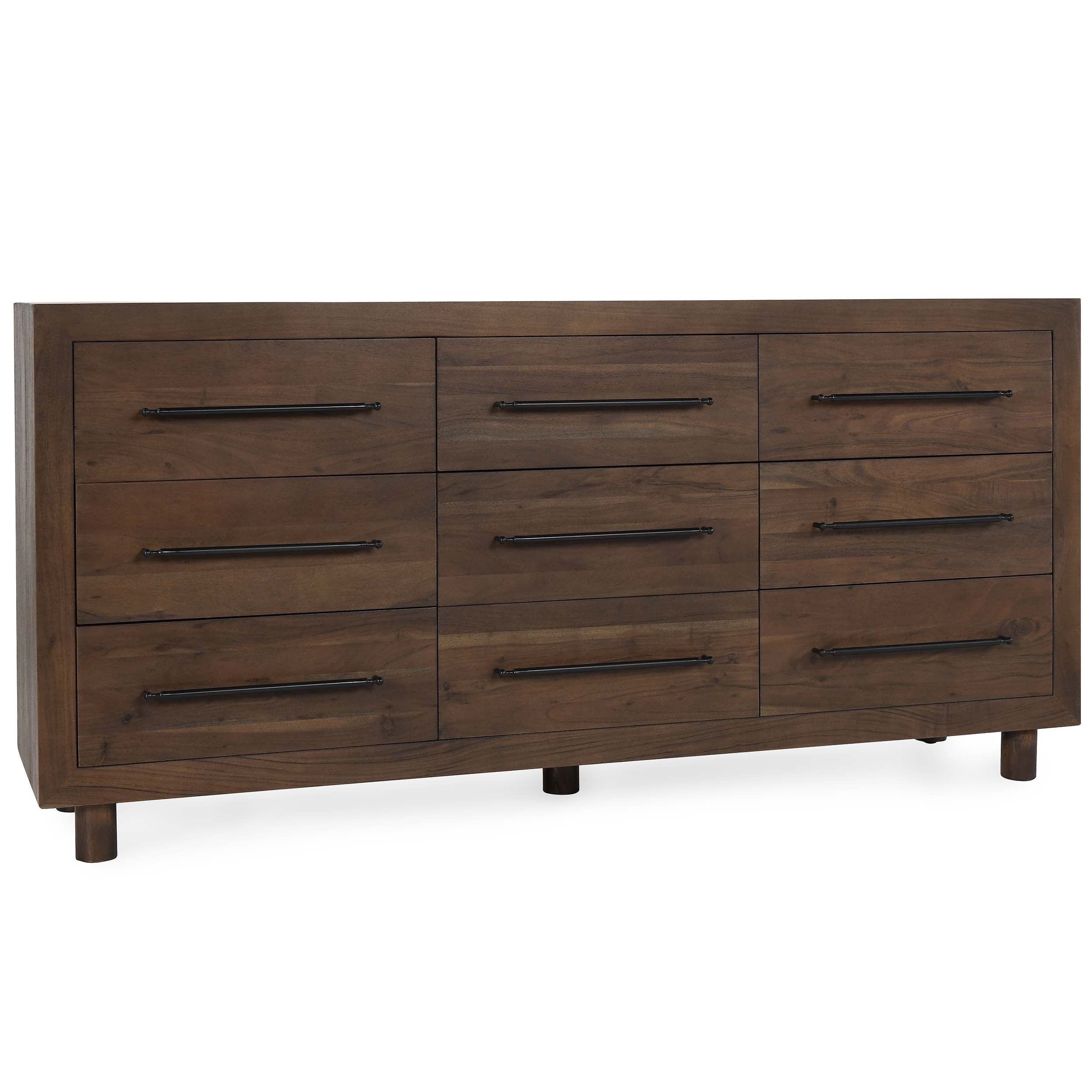 Jaxon Solid Wood 9Dwr Dresser, Harvest Brown