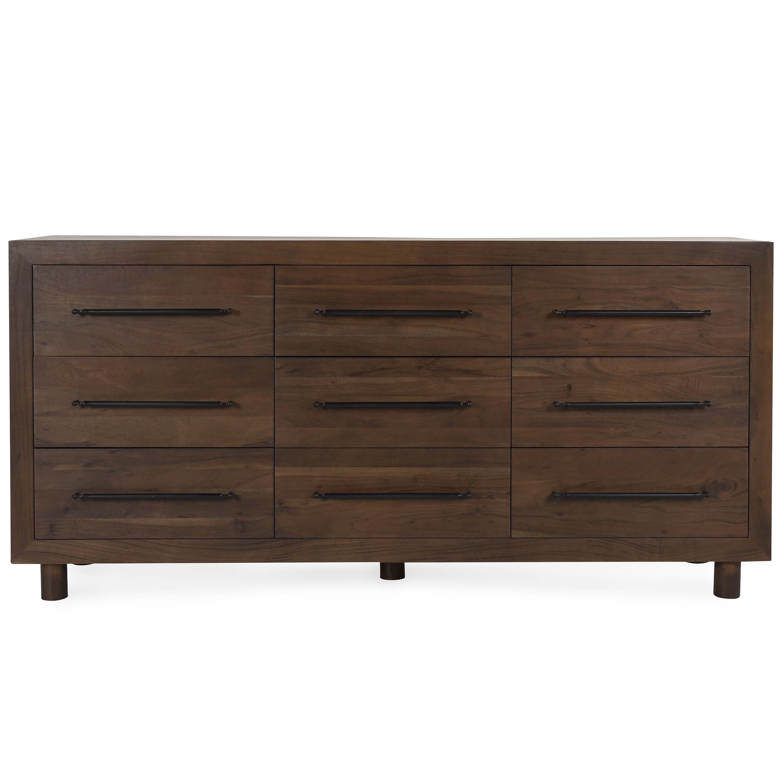 Jaxon Solid Wood 9Dwr Dresser, Harvest Brown