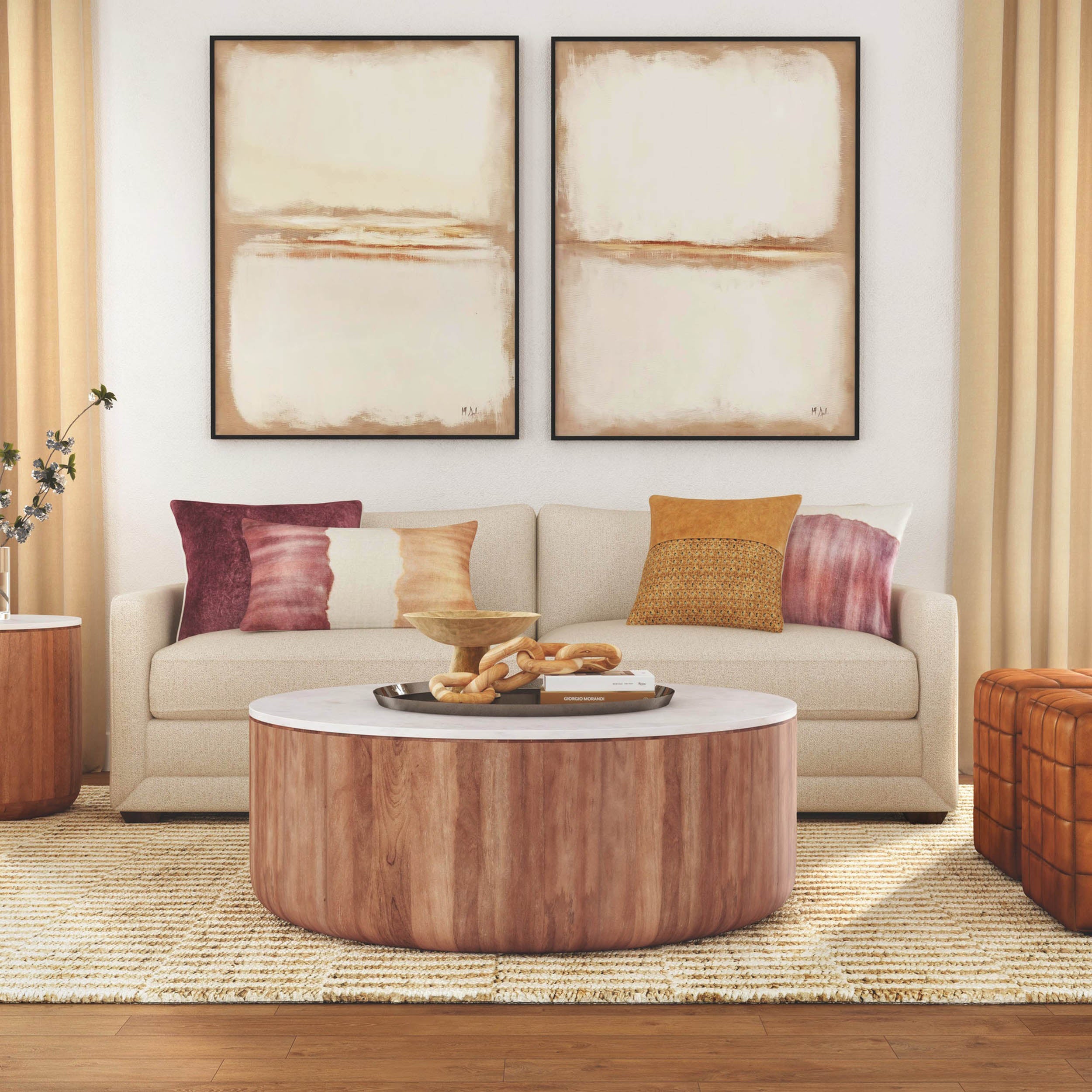 Josie Round Coffee Table, Hickory Brown